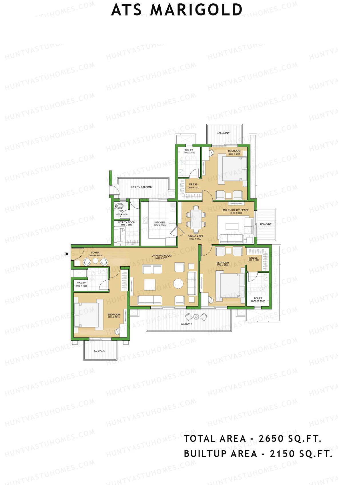 Ats Marigold Tower 3 Unit 1 (Type A) Floor Plan
