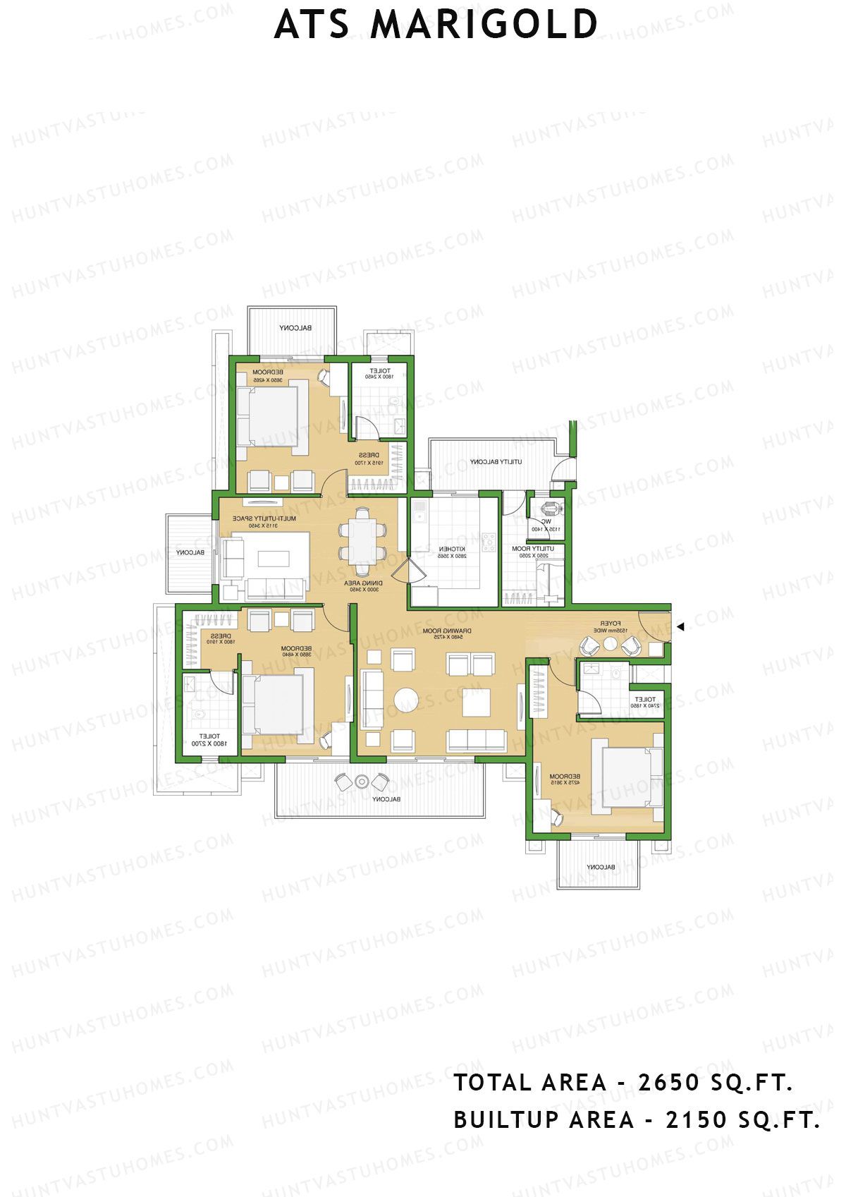 Ats Marigold Tower 3 Unit 2 (Type A) Floor Plan