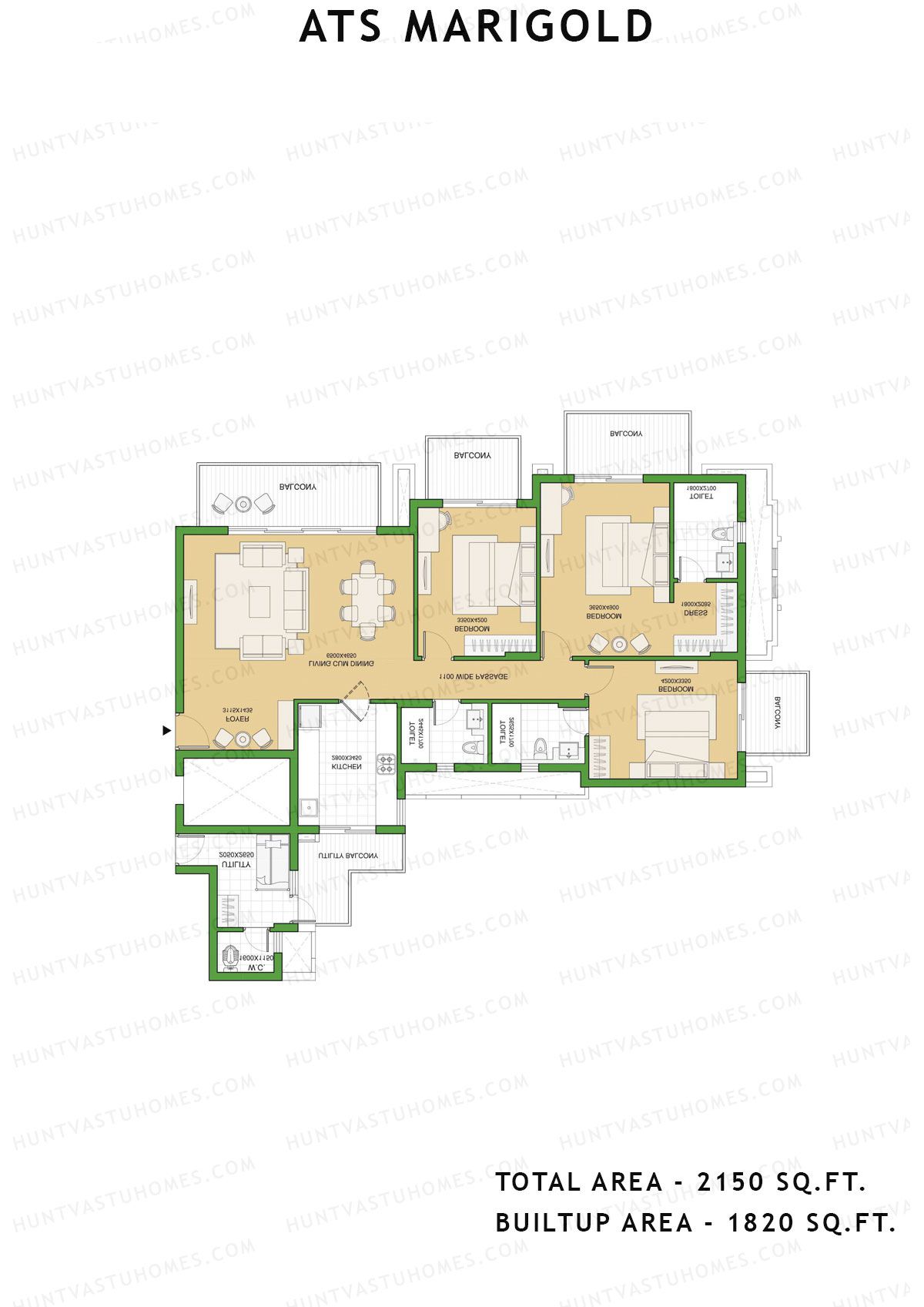 Ats Marigold Tower 5 Unit 3 (Type B) Floor Plan