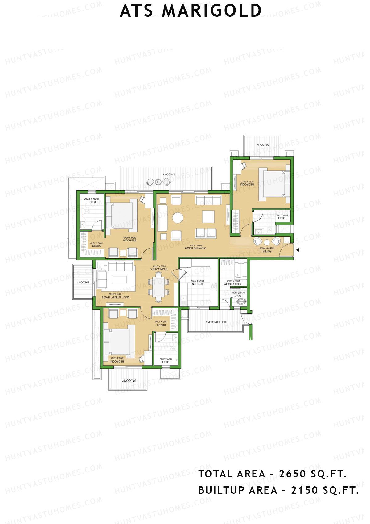 Ats Marigold Tower 6 Unit 1 (Type A) Floor Plan