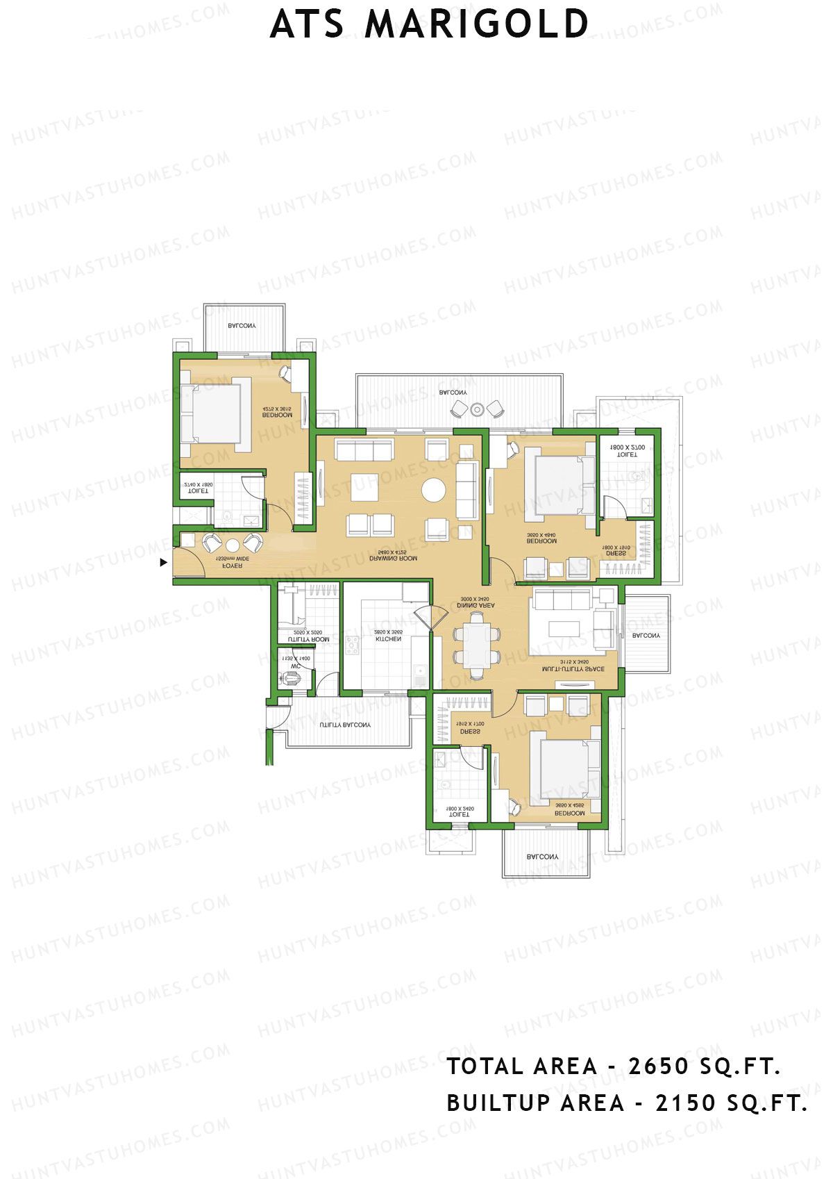 Ats Marigold Tower 6 Unit 2 (Type A) Floor Plan
