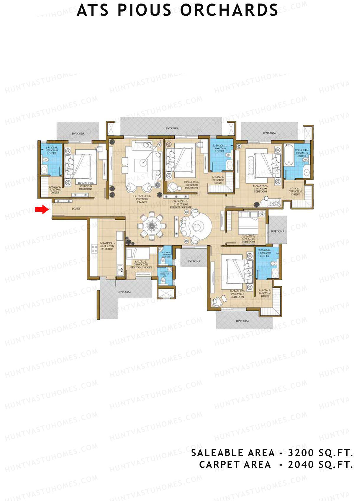 Ats Pious Orchards Tower 3 Unit 2 (Type A) Floor Plan
