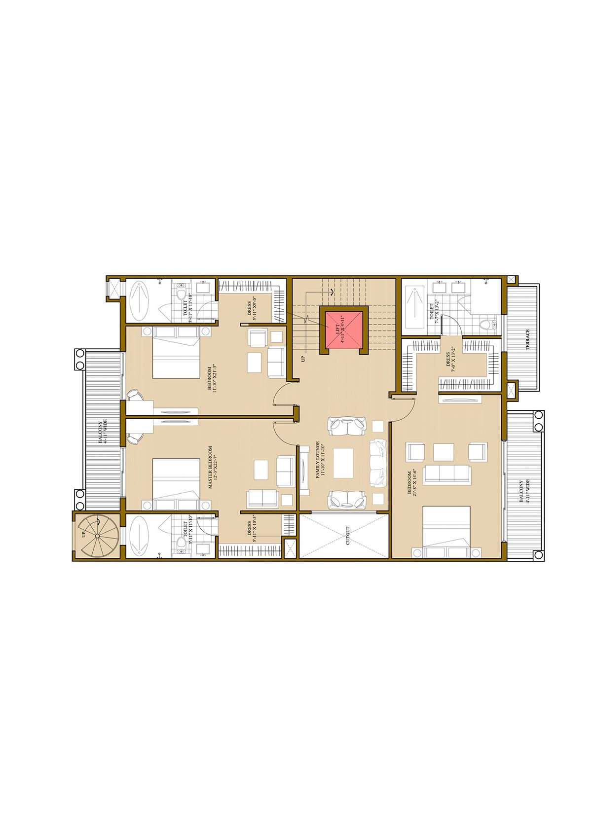 Ats Pristine Golf Villas Villa 17 Villa Type 1 Floor Plan