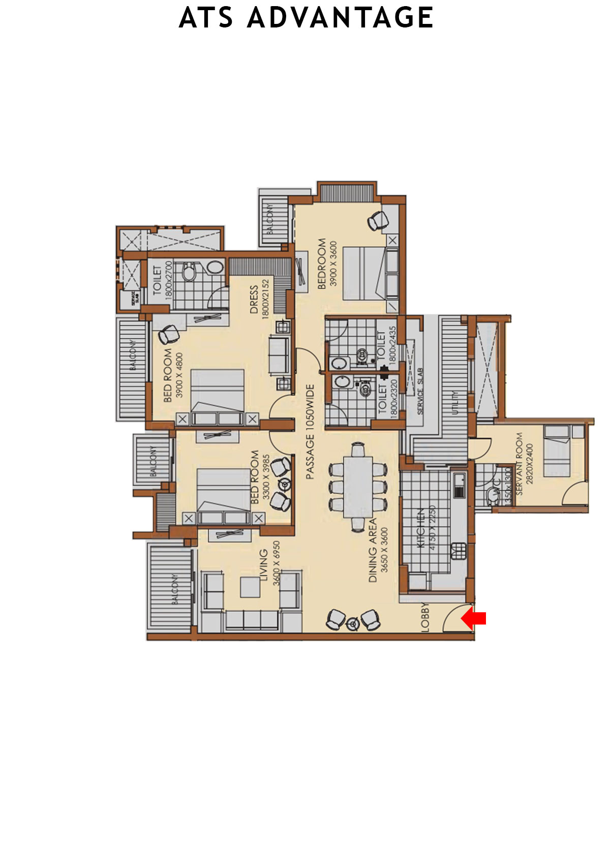 Ats Advantage Tower 2 Unit 1 (Type B) Floor Plan