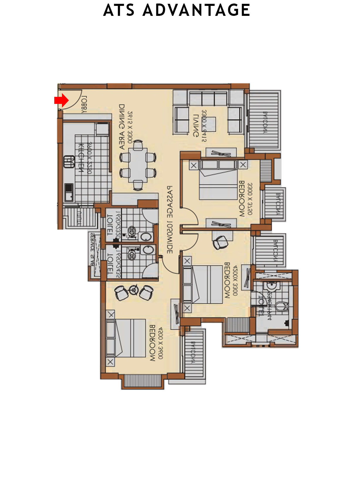 Ats Advantage Tower 2 Unit 3 (Type C) Floor Plan
