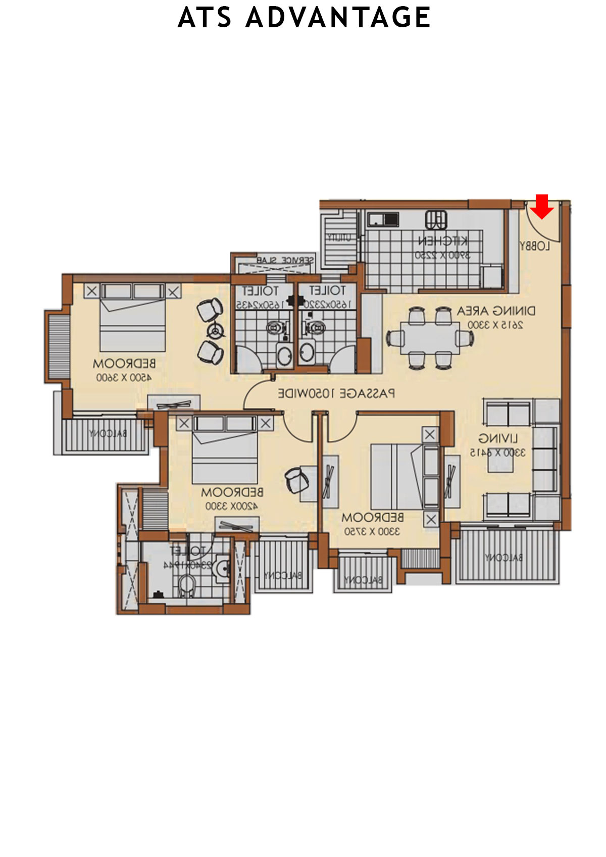 Ats Advantage Tower 3 Unit 1 (Type C) Floor Plan