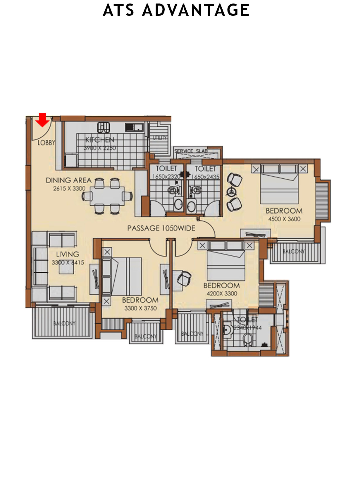Ats Advantage Tower 3 Unit 2 (Type C) Floor Plan