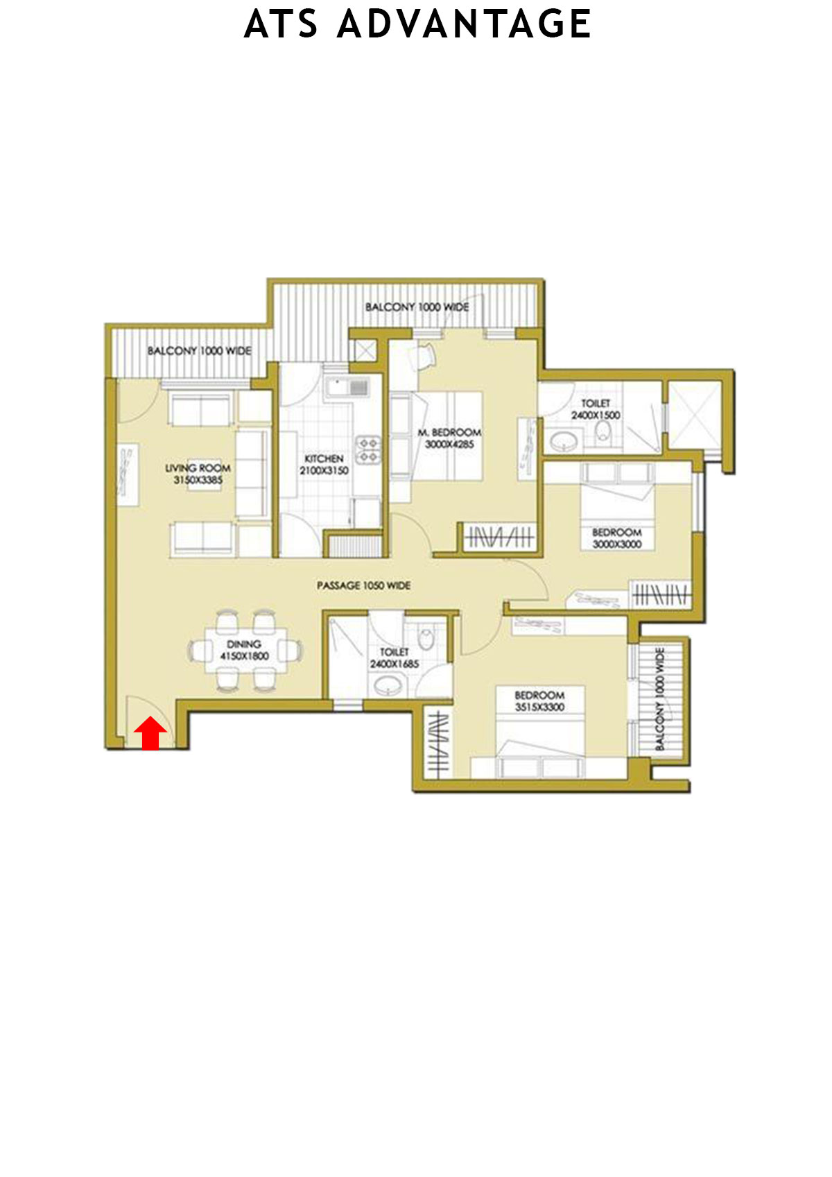 Ats Advantage Tower H2 Unit 3 Floor Plan