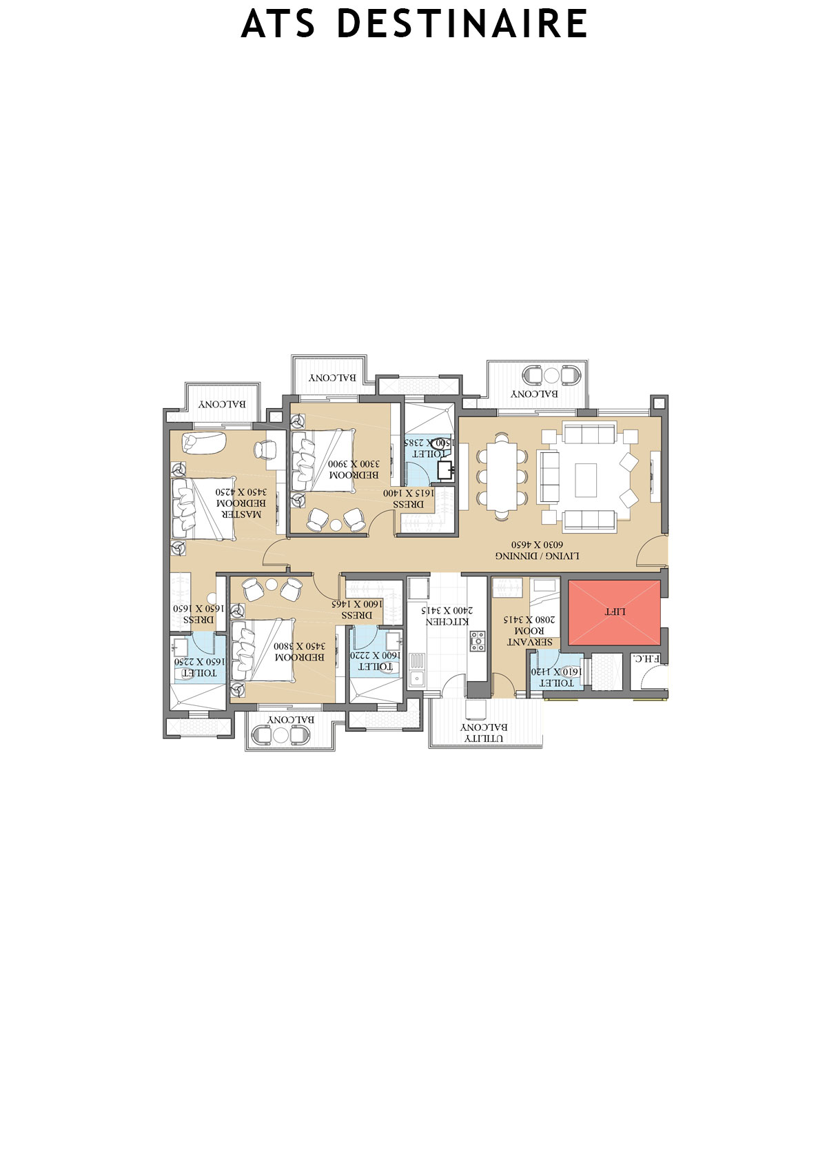 Ats Destinaire Tower 1 Unit 1 (Type B) Floor Plan
