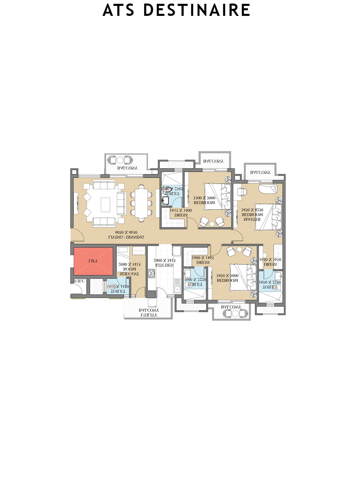 Ats Destinaire Tower 1 Unit 2 (Type B) Floor Plan