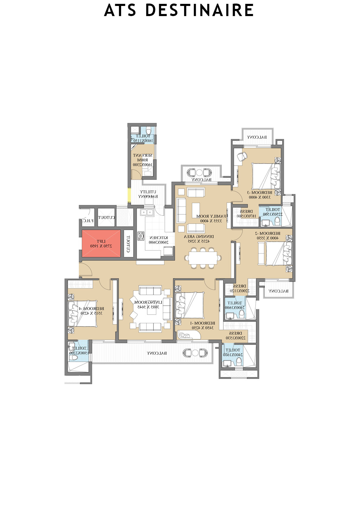 Ats Destinaire Tower 8 Unit 1 (Type A) Floor Plan