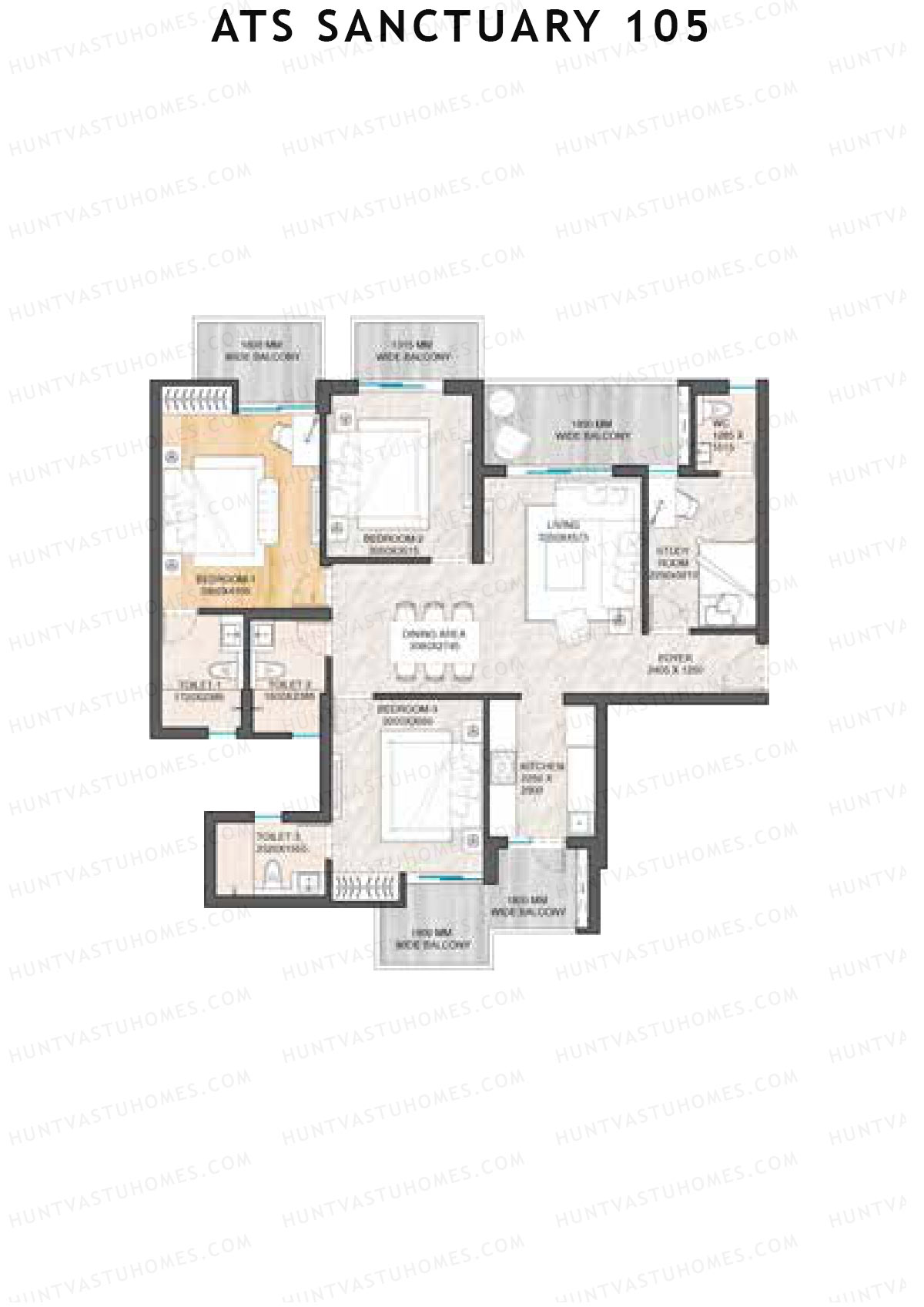 ATS Sanctuary 105 Tower 1 Unit 1 (Type B) Floor Plan