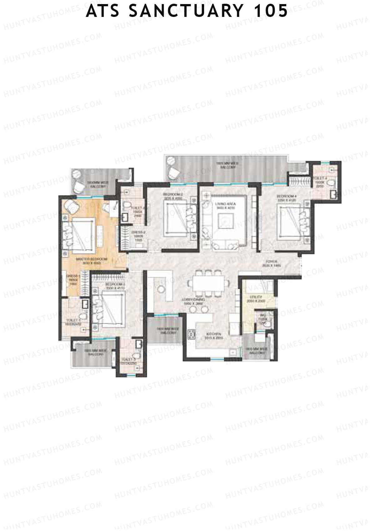 ATS Sanctuary 105 Tower 3 Unit 1 (Type A) Floor Plan