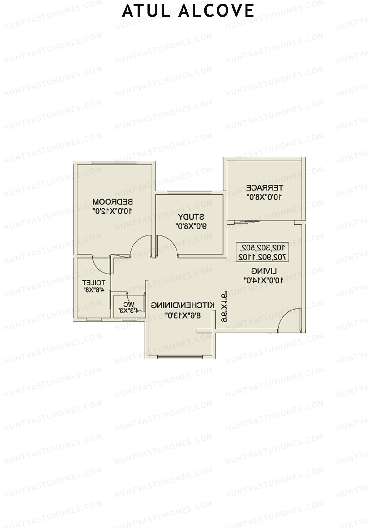 Atul Alcove, Tower A, Unit 3, 1BHK, Super Area 787   sq ft 