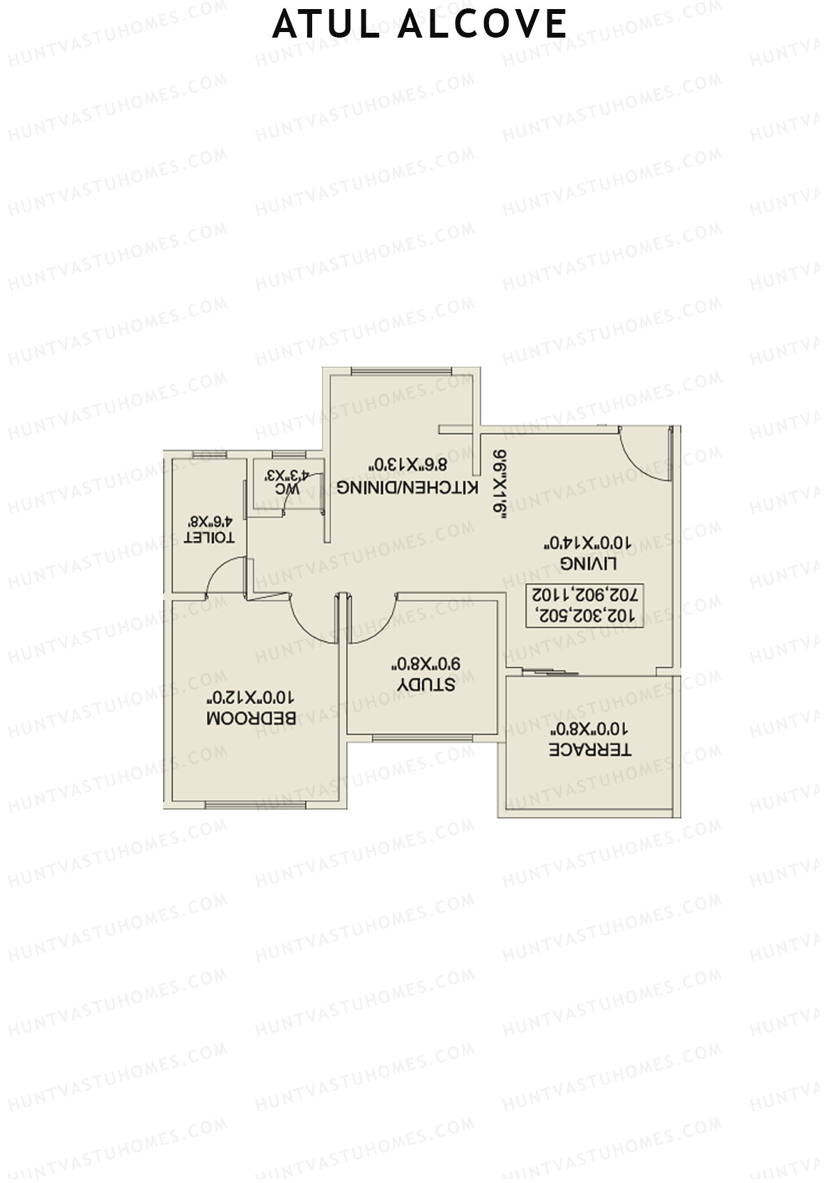 Atul Alcove, Tower A, Unit 6, 1BHK, Super Area 787   sq ft 