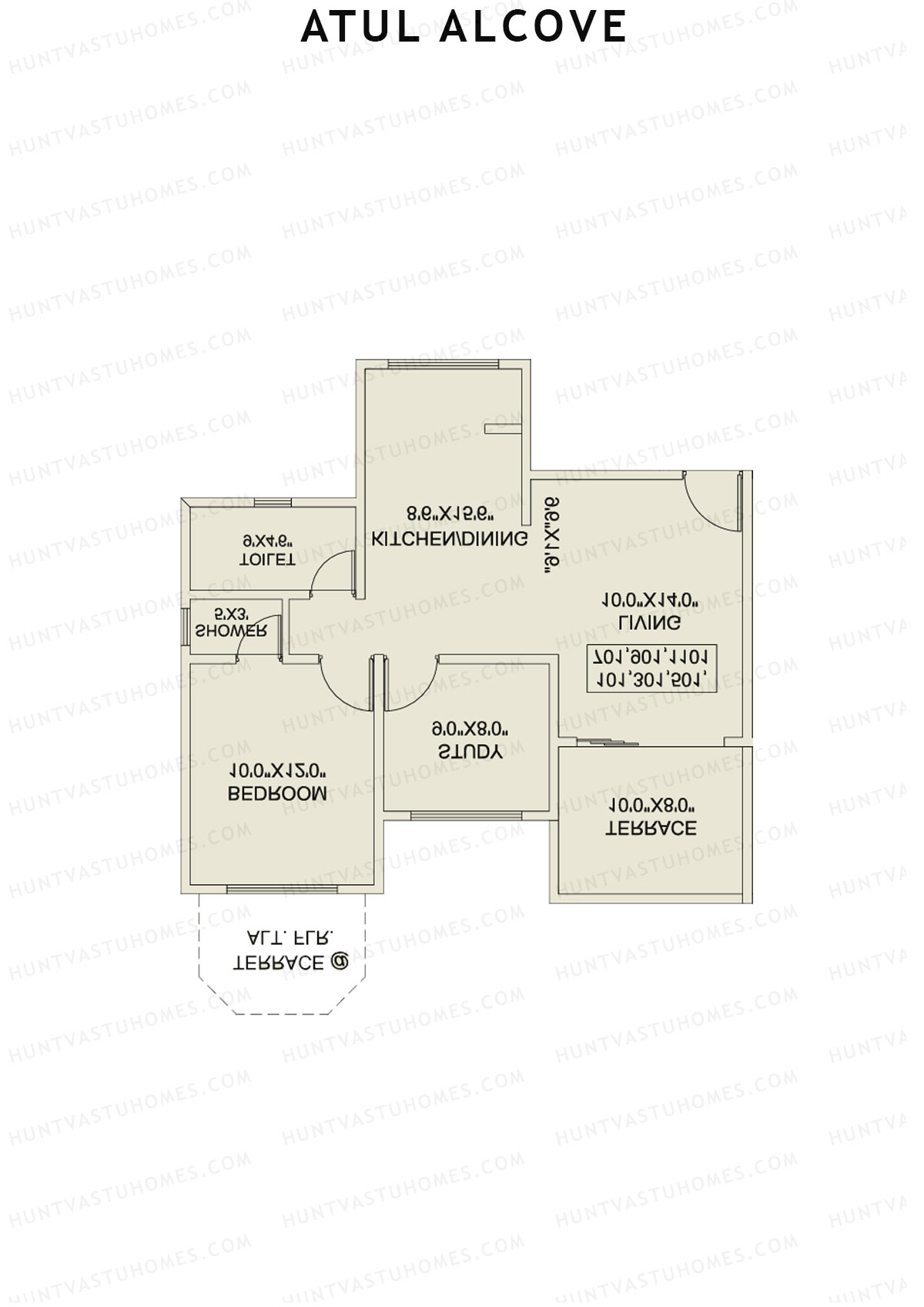 Atul Alcove, Tower A, Unit 8, 1BHK, Super Area 807   sq ft 