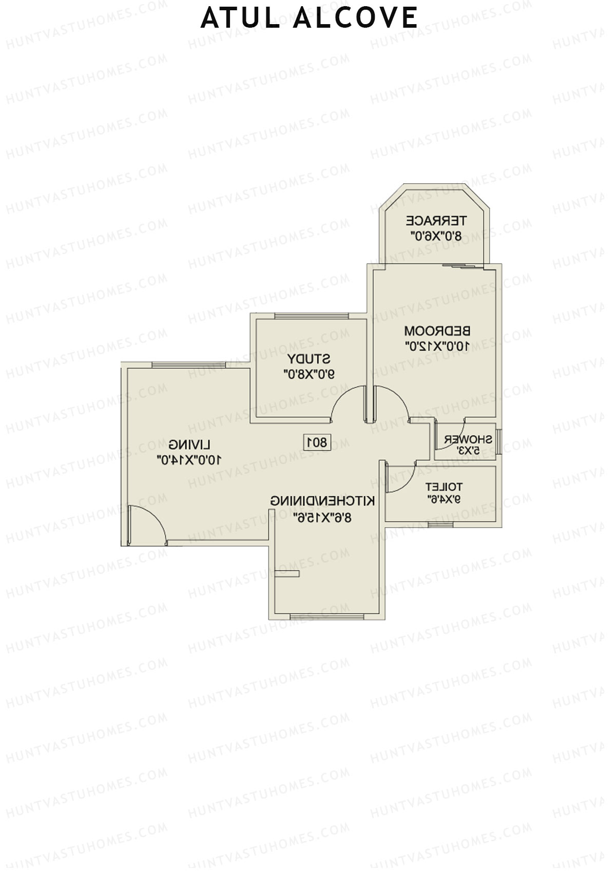 Atul Alcove, Tower B, Unit 4, 1BHK, Super Area 773   sq ft 