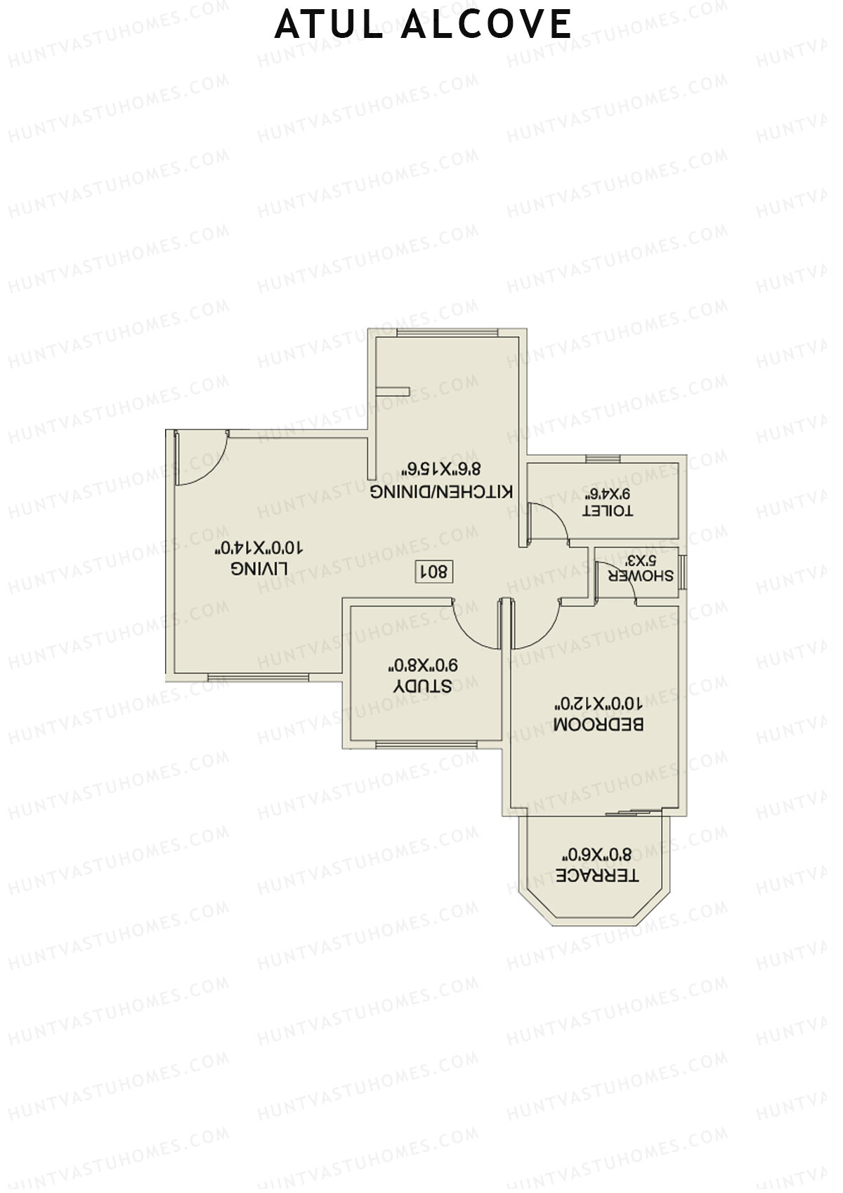 Atul Alcove, Tower B, Unit 5, 1BHK, Super Area 773   sq ft 