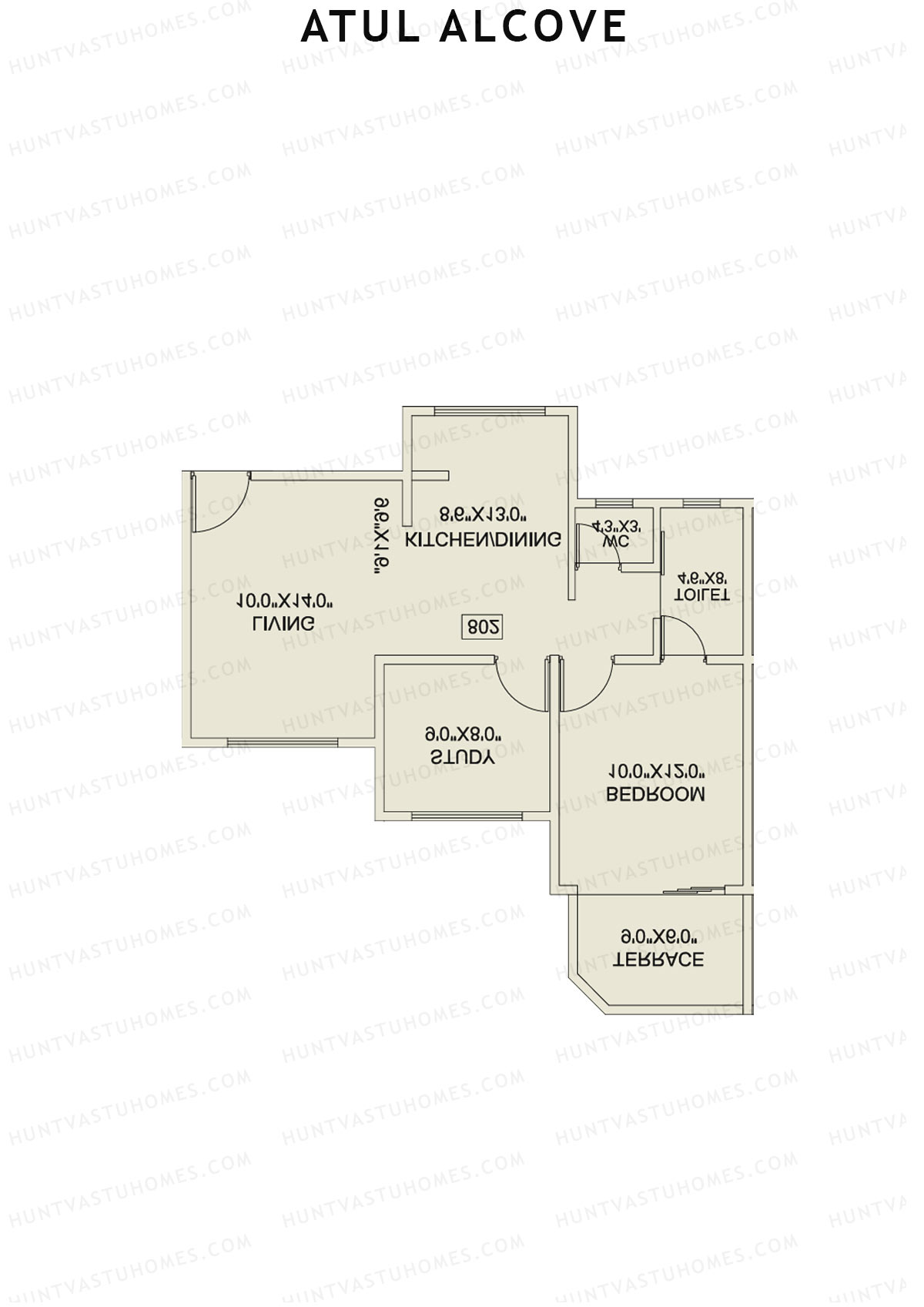 Atul Alcove, Tower B, Unit 7, 1BHK, Super Area 760   sq ft 