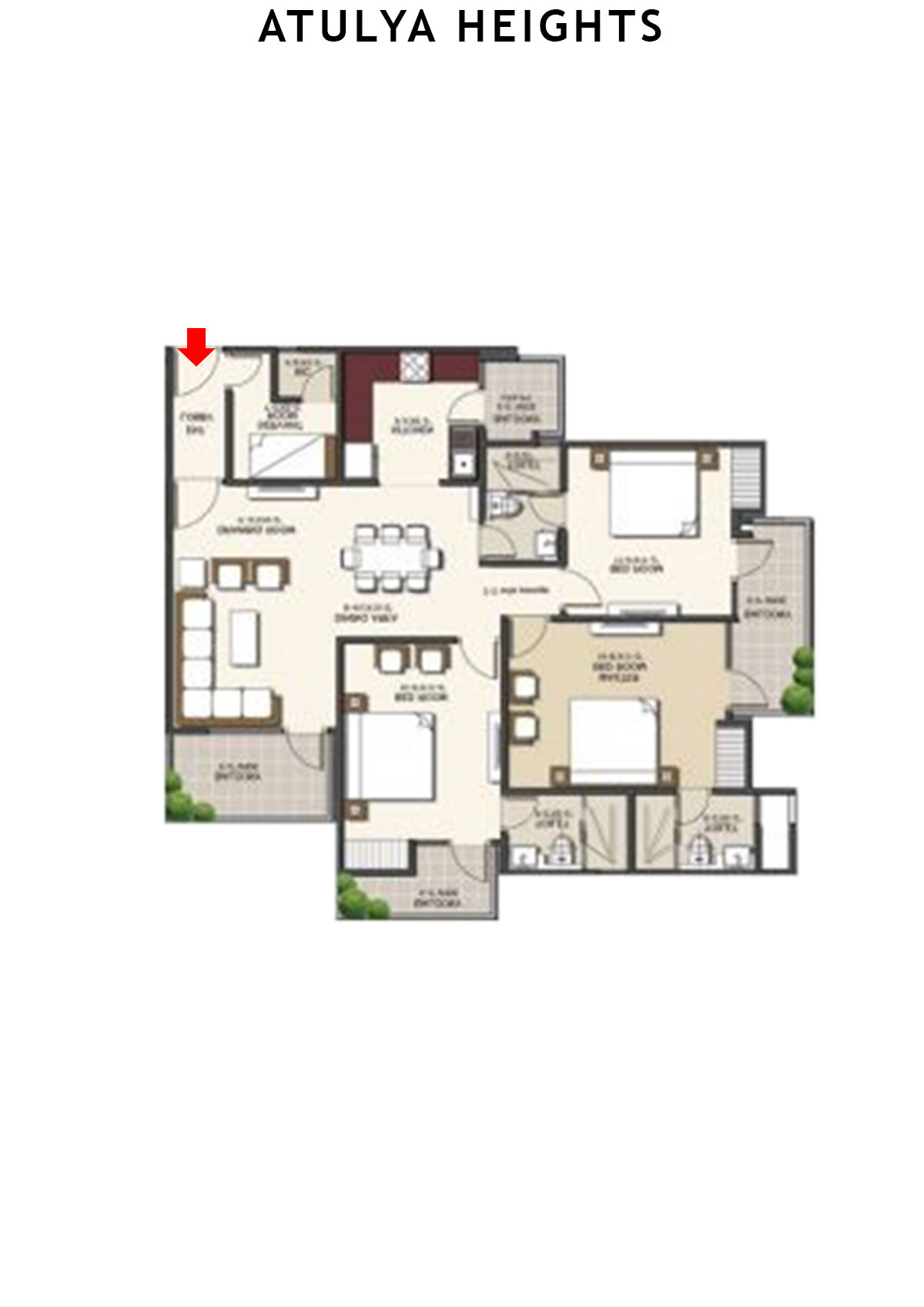 Atulya Heights Block A Unit 3 (Type  3) Floor Plan