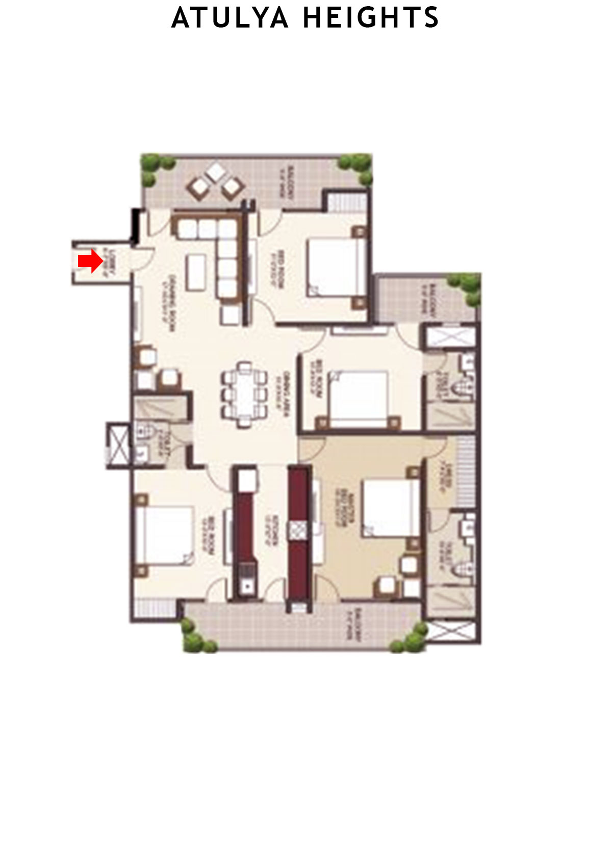 Atulya Heights Block A Unit 5(Type  4) Floor Plan