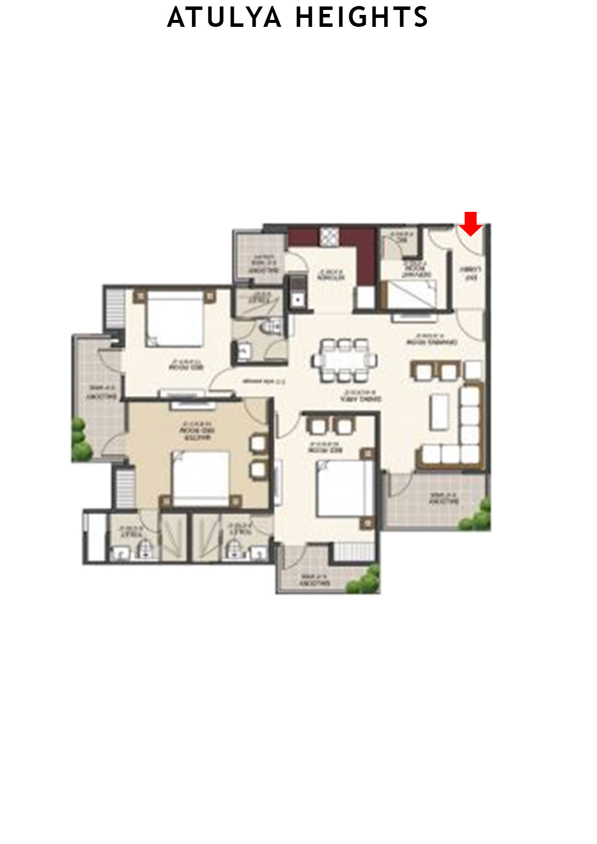 Atulya Heights Block A Unit 6 (Type  3) Floor Plan