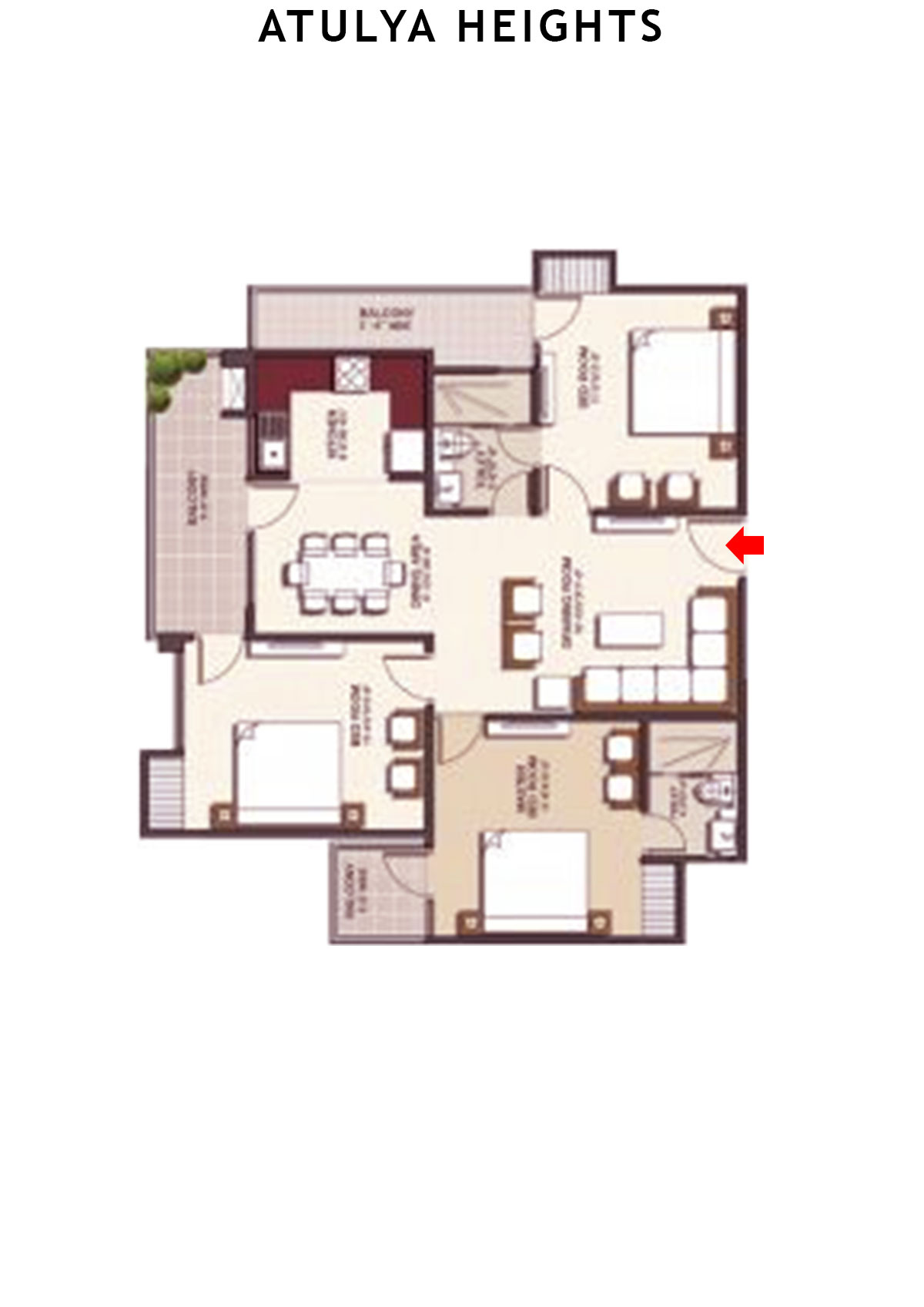 Atulya Heights Block A Unit 2 (Type  2) Floor Plan