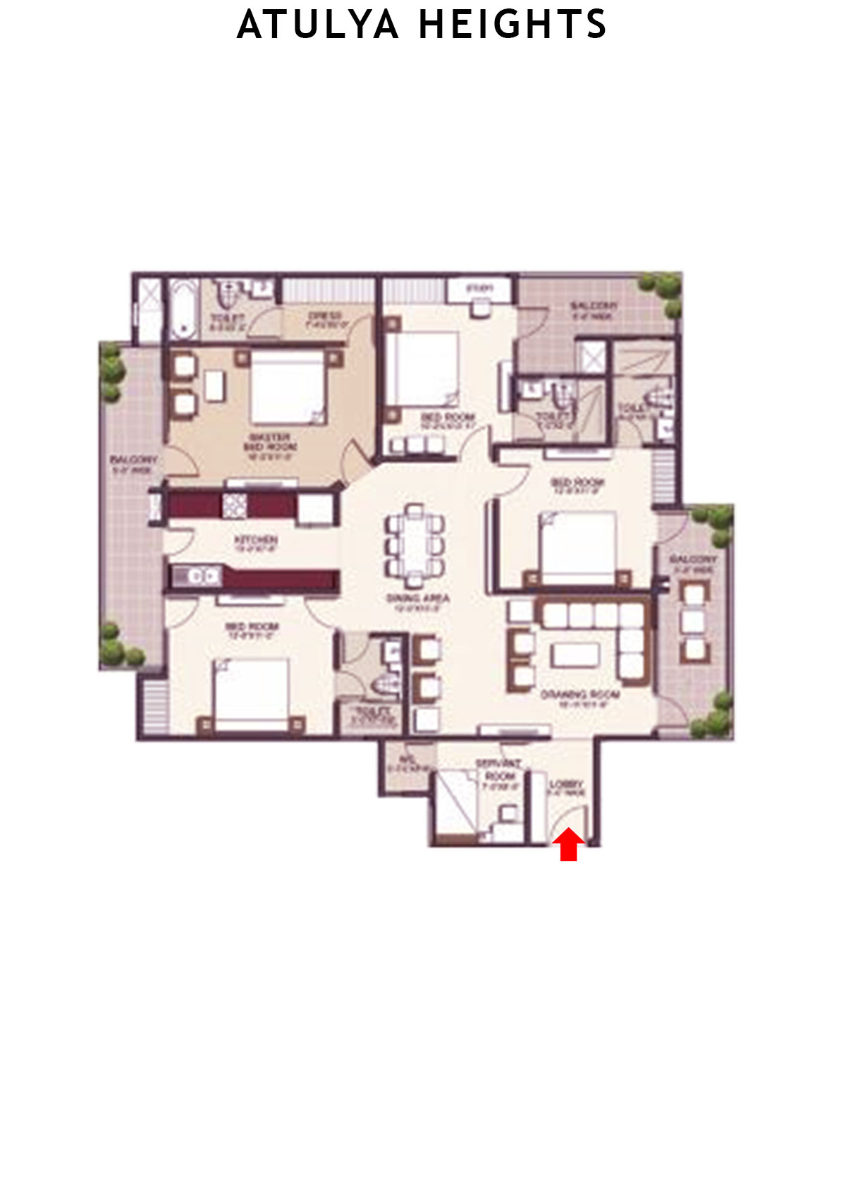 Atulya Heights Block A Unit 8 (Type  1) Floor Plan