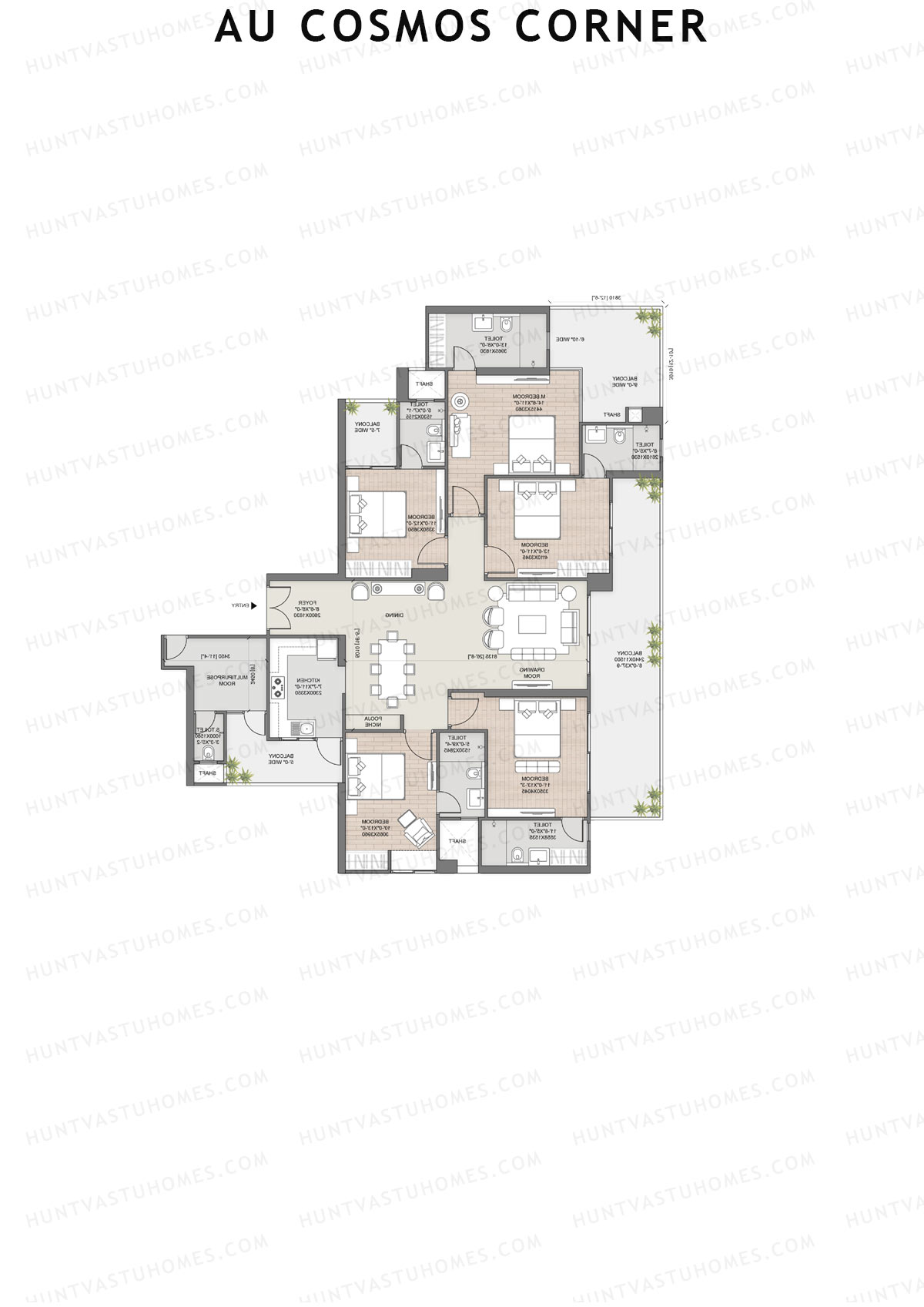AU Cosmos Corner, Balabhadra, Unit 1, 5BHK, Super Area 3175   sq ft 