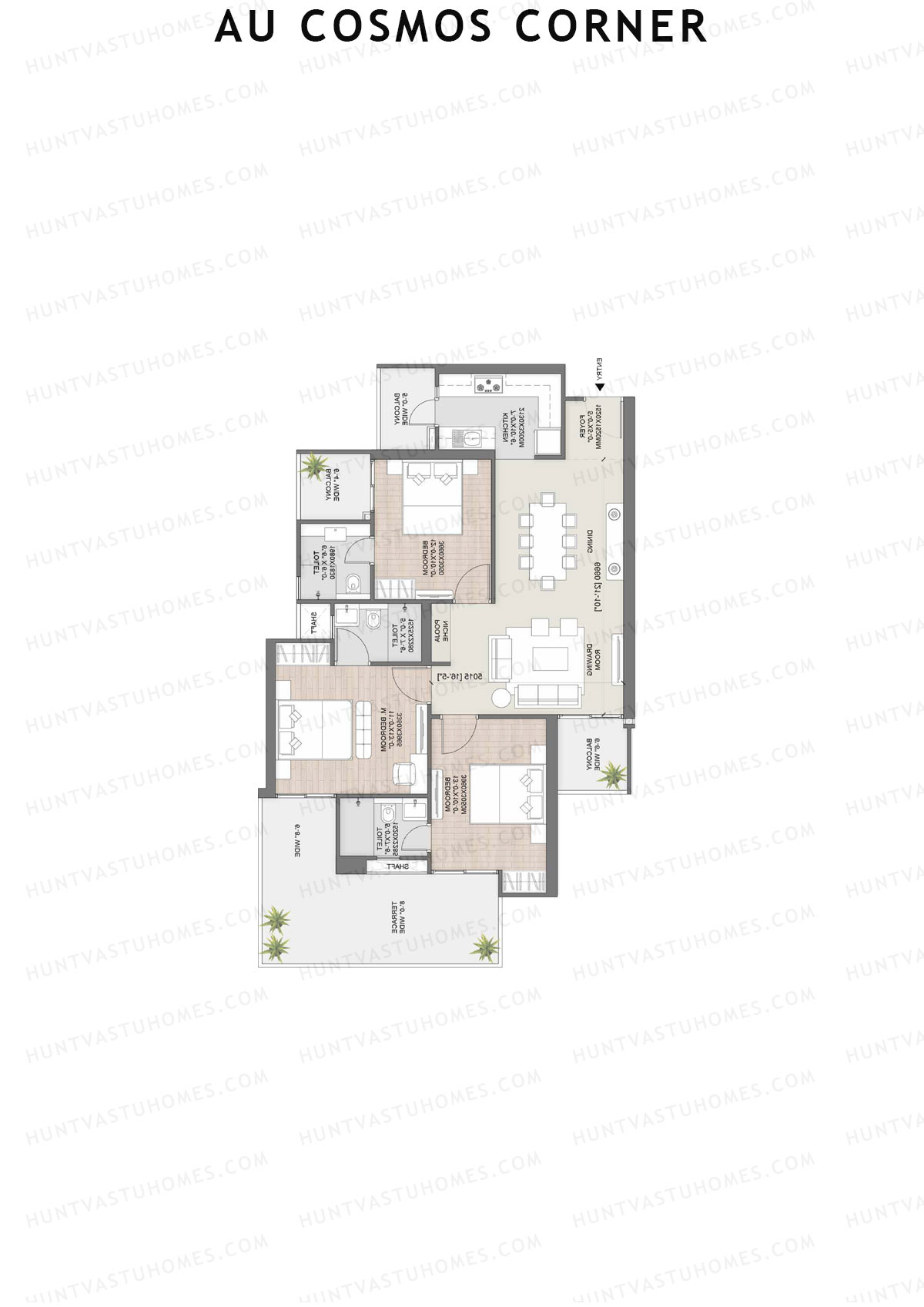 AU Cosmos Corner, Balabhadra, Unit 3, 3BHK, Super Area 1780   sq ft 