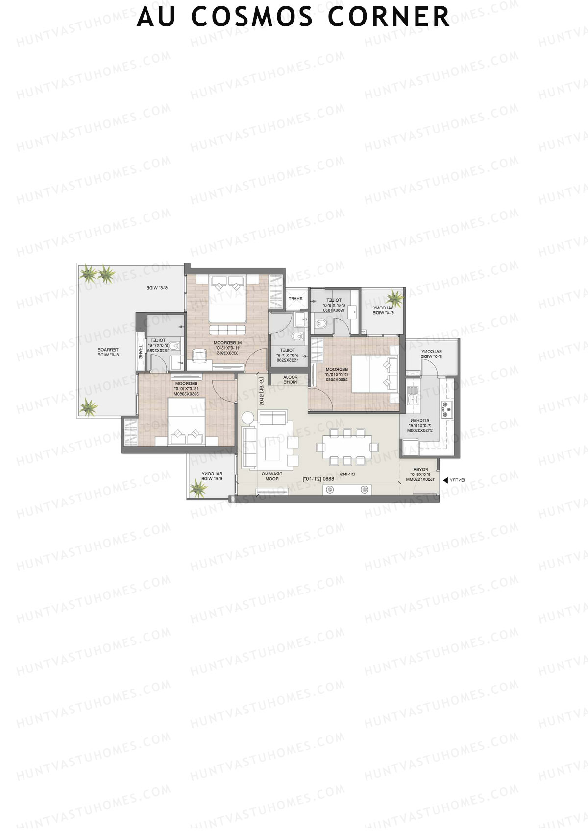 AU Cosmos Corner, Balabhadra, Unit 5, 3BHK, Super Area 1780   sq ft 