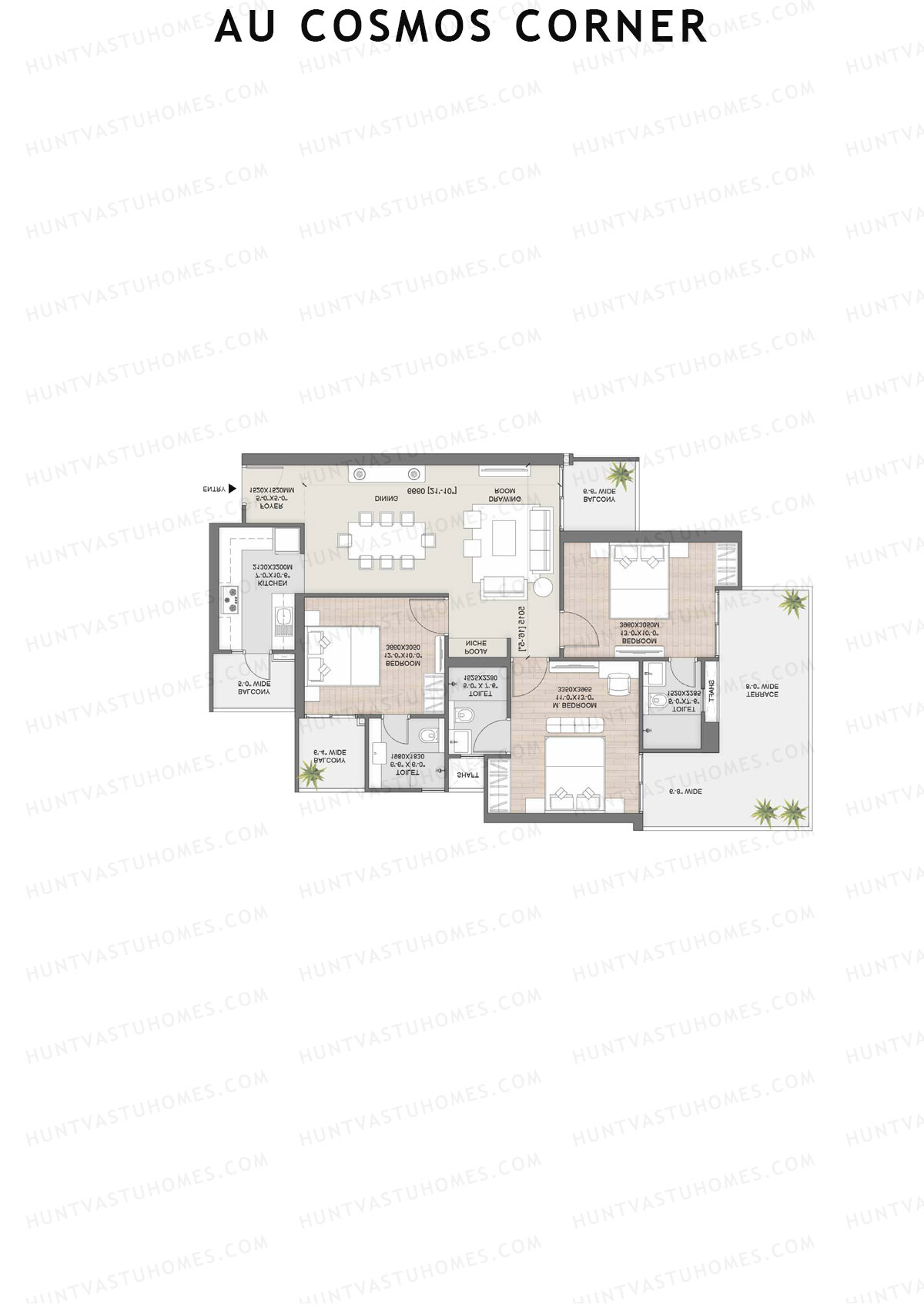 AU Cosmos Corner, Jagannath, Unit 5, 3BHK, Super Area 1780   sq ft 
