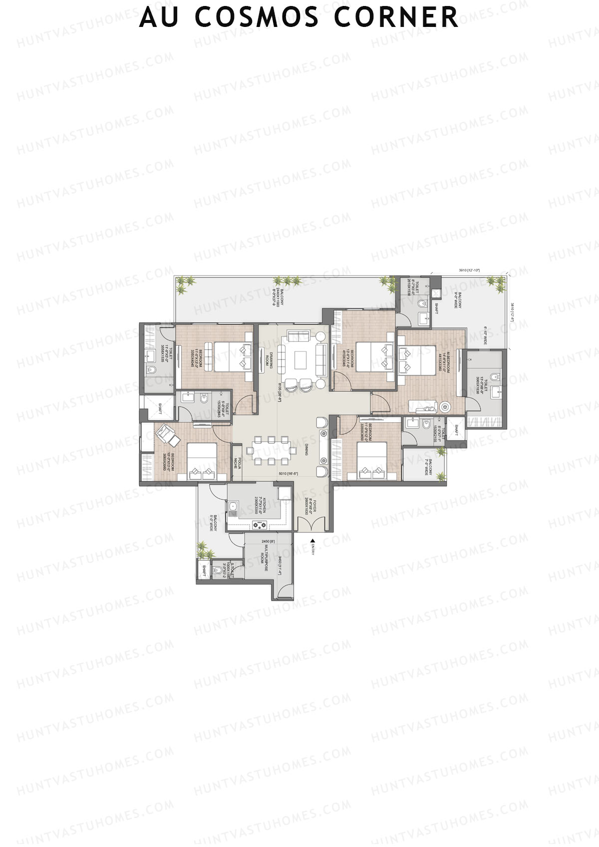 AU Cosmos Corner, Subhadra, Unit 1, 5BHK, Super Area 3175   sq ft 