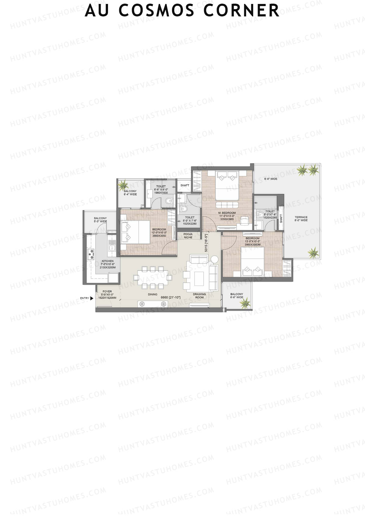 AU Cosmos Corner, Subhadra, Unit 2, 3BHK, Super Area 1780   sq ft 