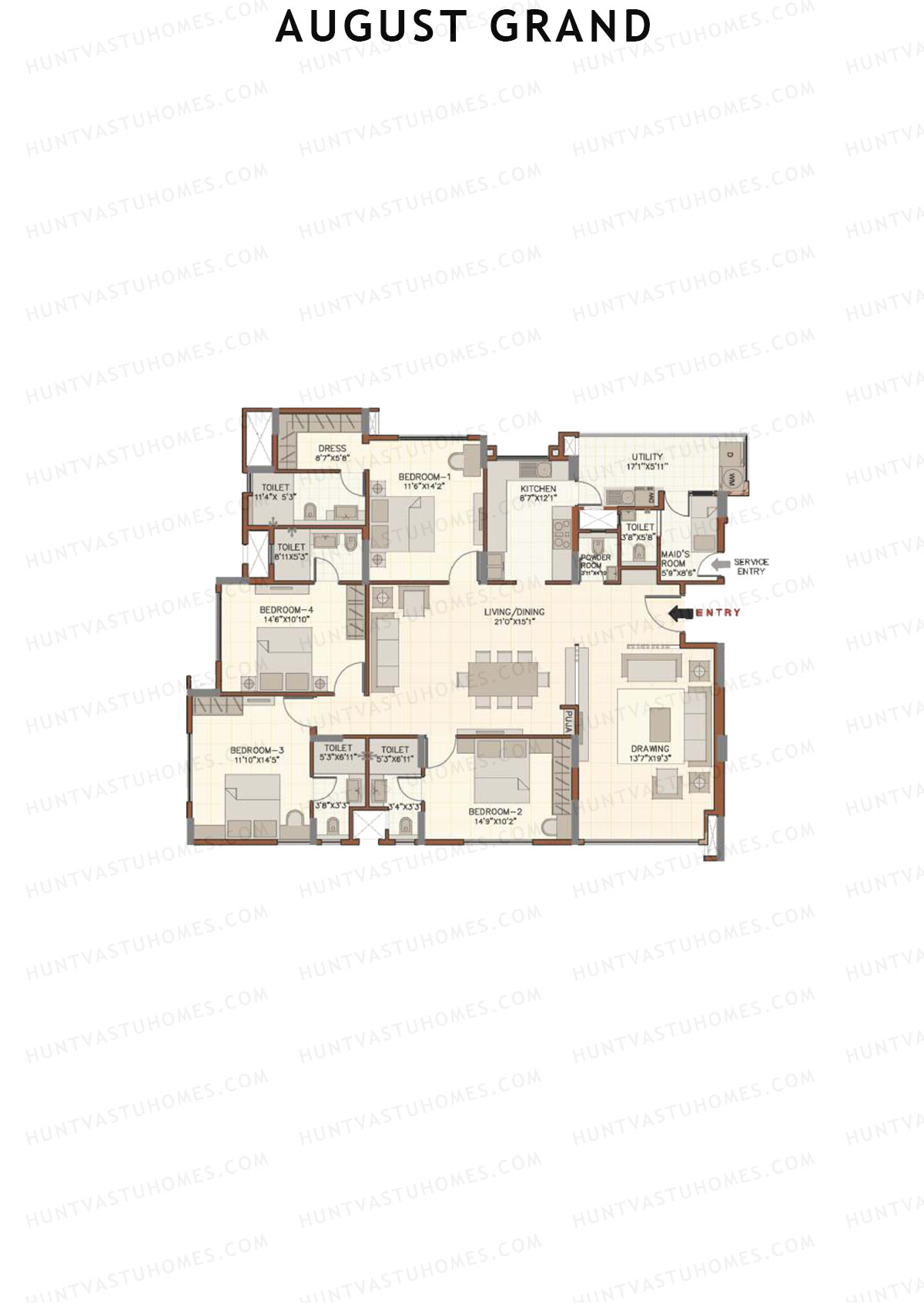 August Grand Wing A Unit 1 Floor Plan