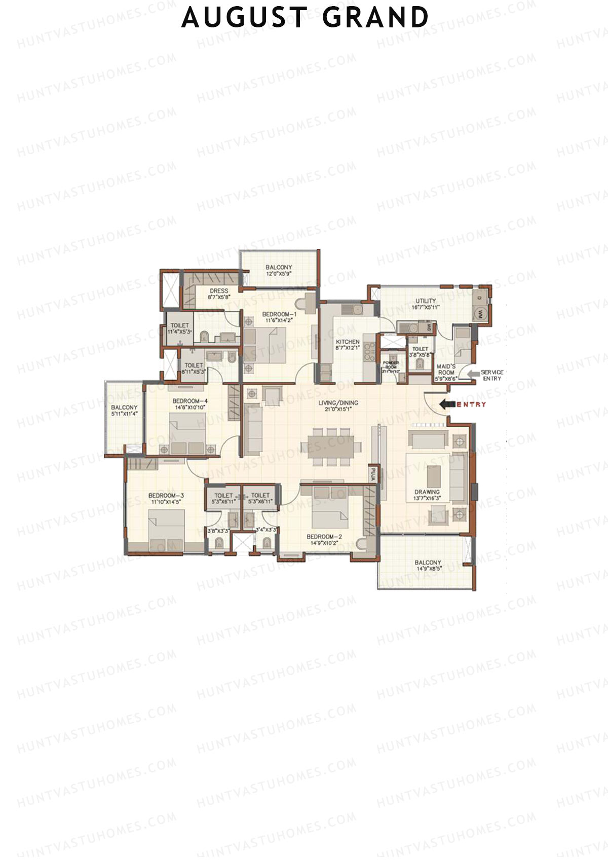 August Grand Wing A Unit 1 Floor Plan