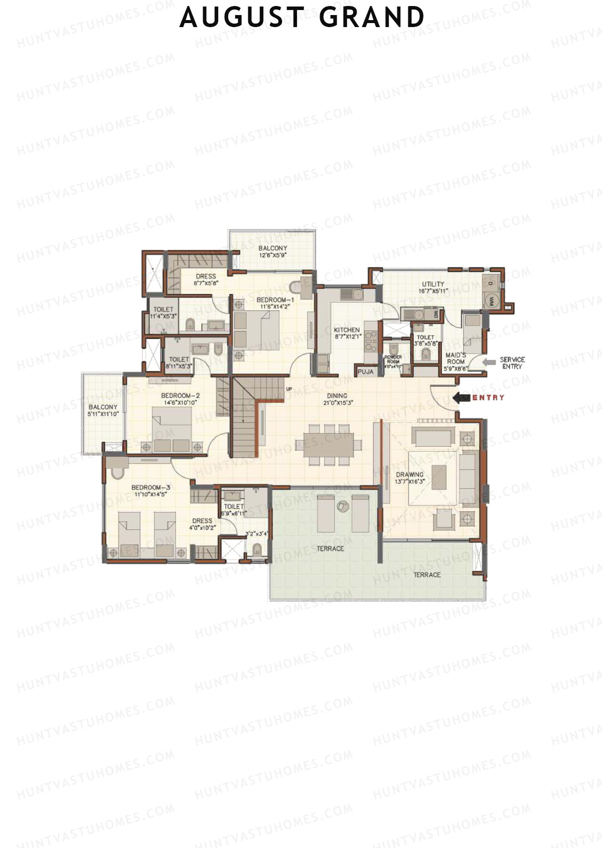 August Grand Wing A Unit 1 (Duplex ) Floor Plan
