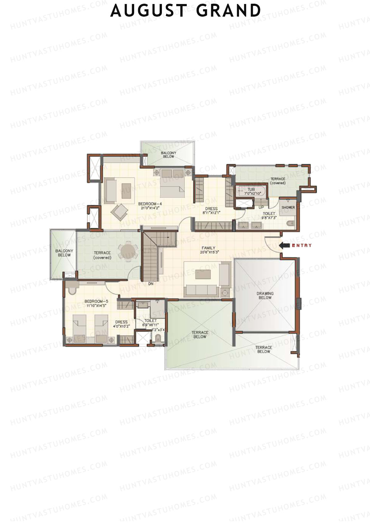 August Grand Wing A Unit 1 (Duplex ) Floor Plan