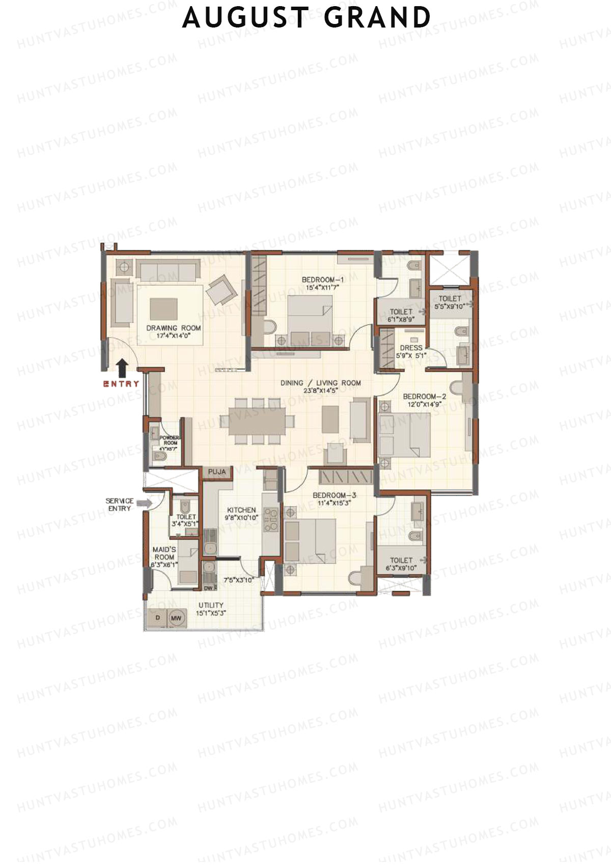 August Grand Wing A Unit 2 Floor Plan