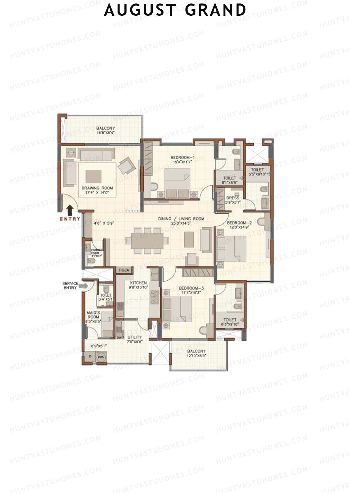 August Grand Wing A Unit 2 Floor Plan