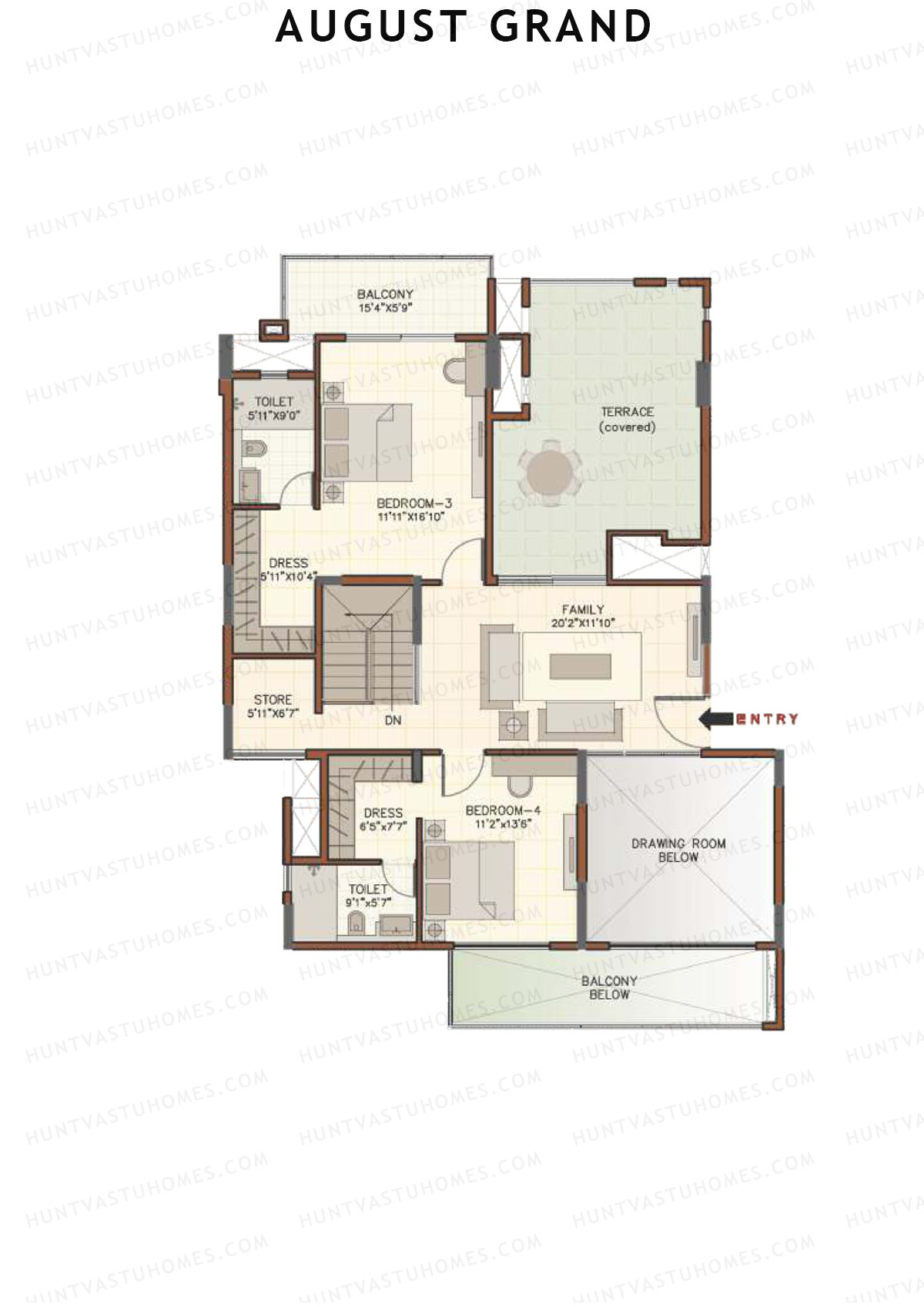 August Grand Wing B Unit 3 (Duplex ) Floor Plan