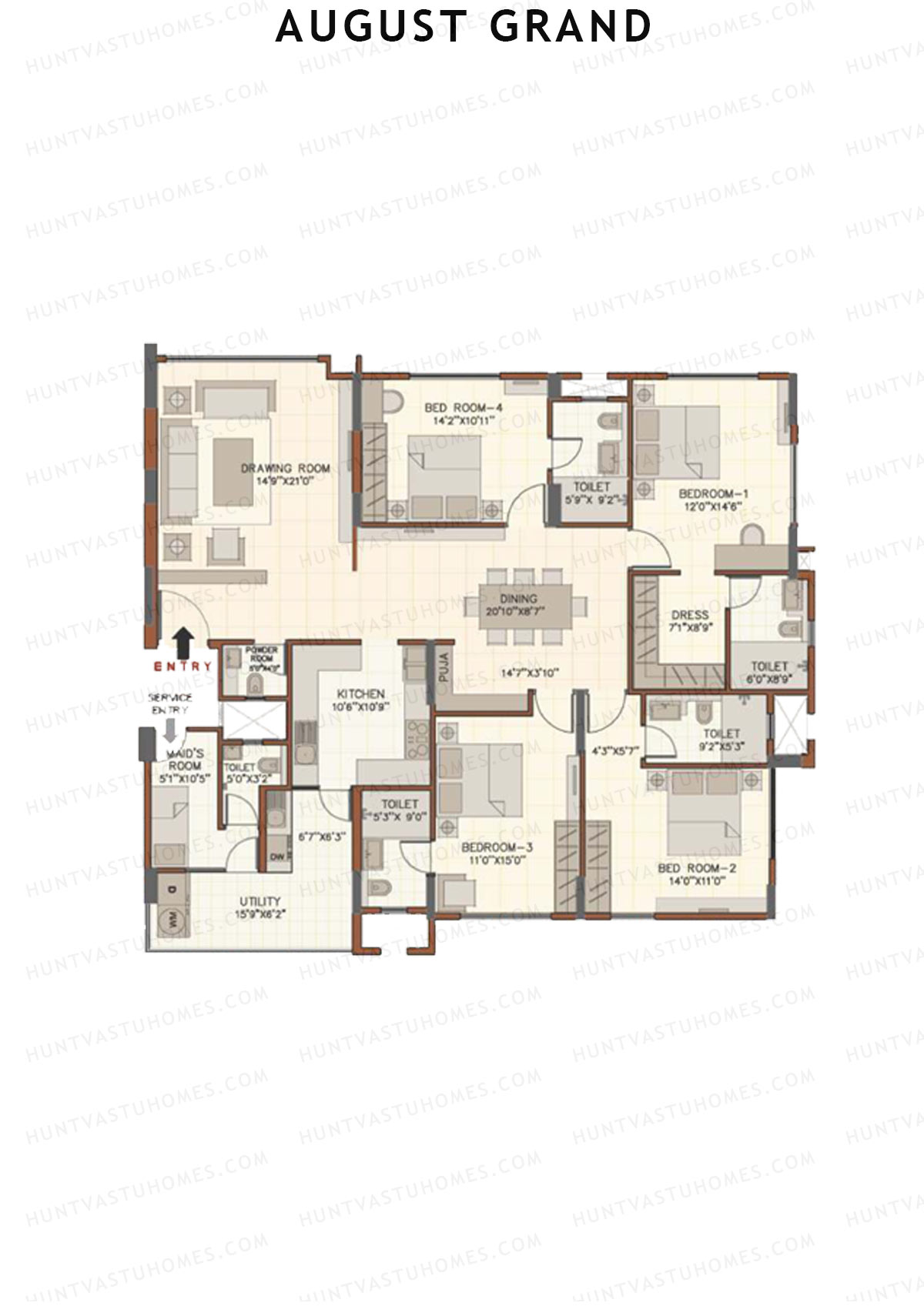 August Grand Wing B Unit 4 Floor Plan