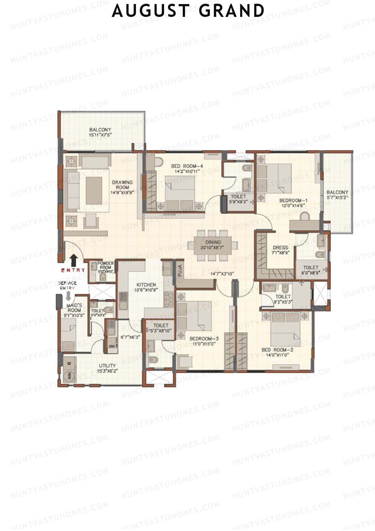 August Grand Wing B Unit 4 Floor Plan