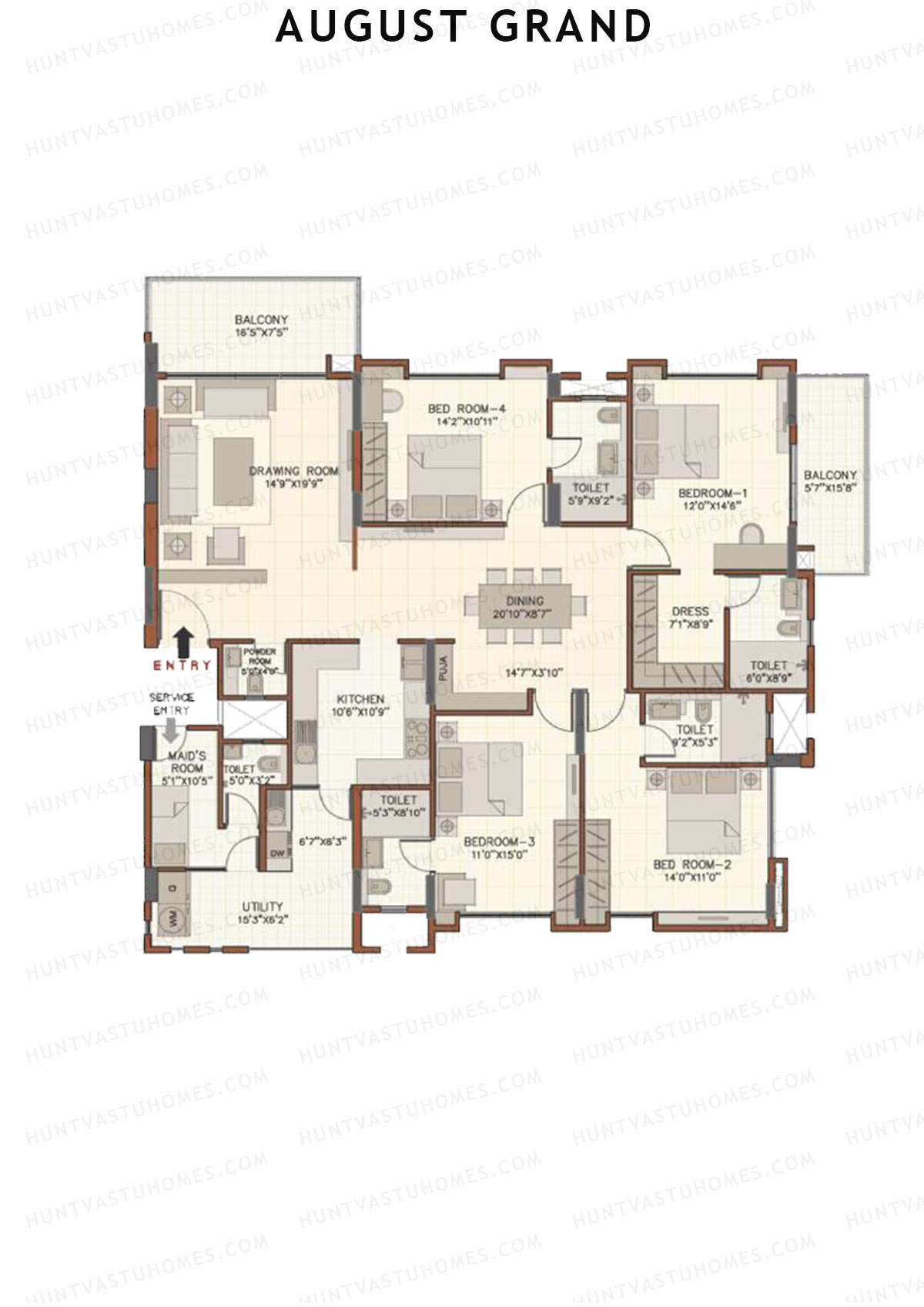 August Grand Wing B Unit 4 Floor Plan
