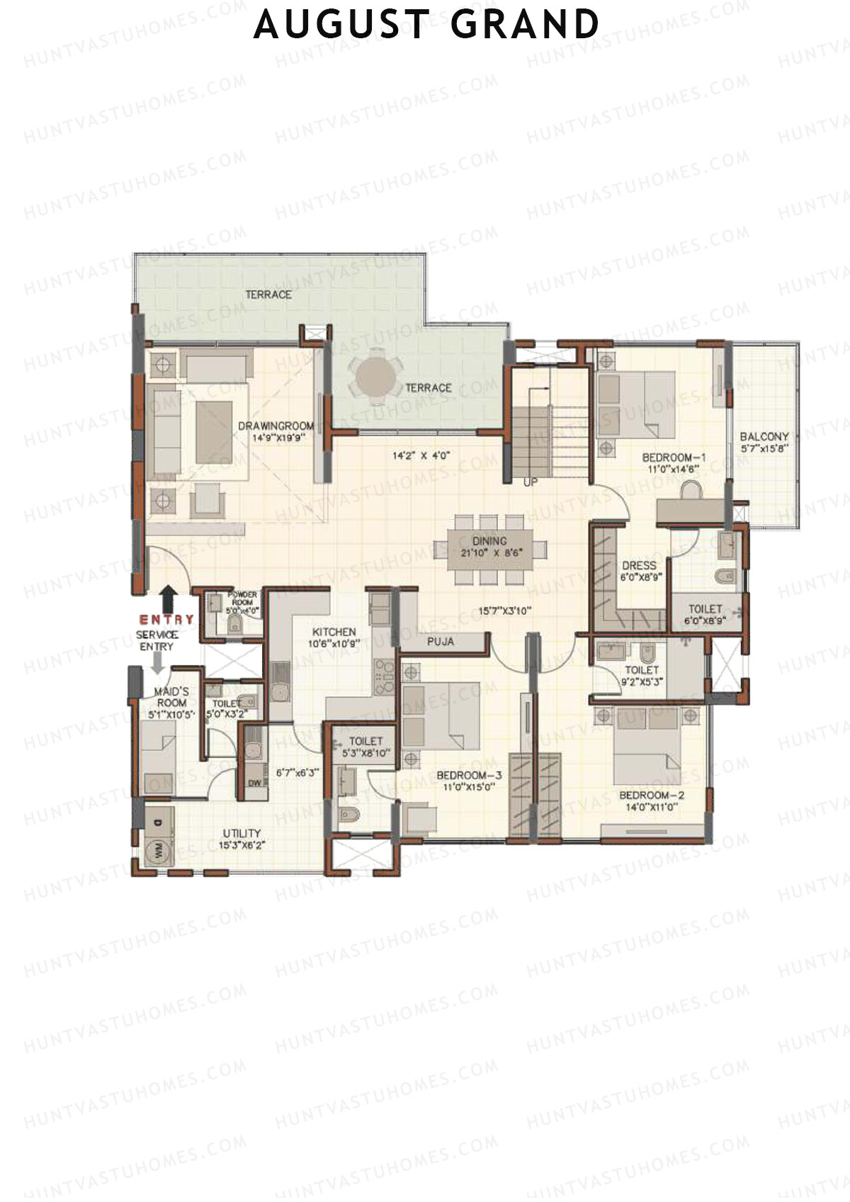 August Grand Wing B Unit 4 (Duplex ) Floor Plan