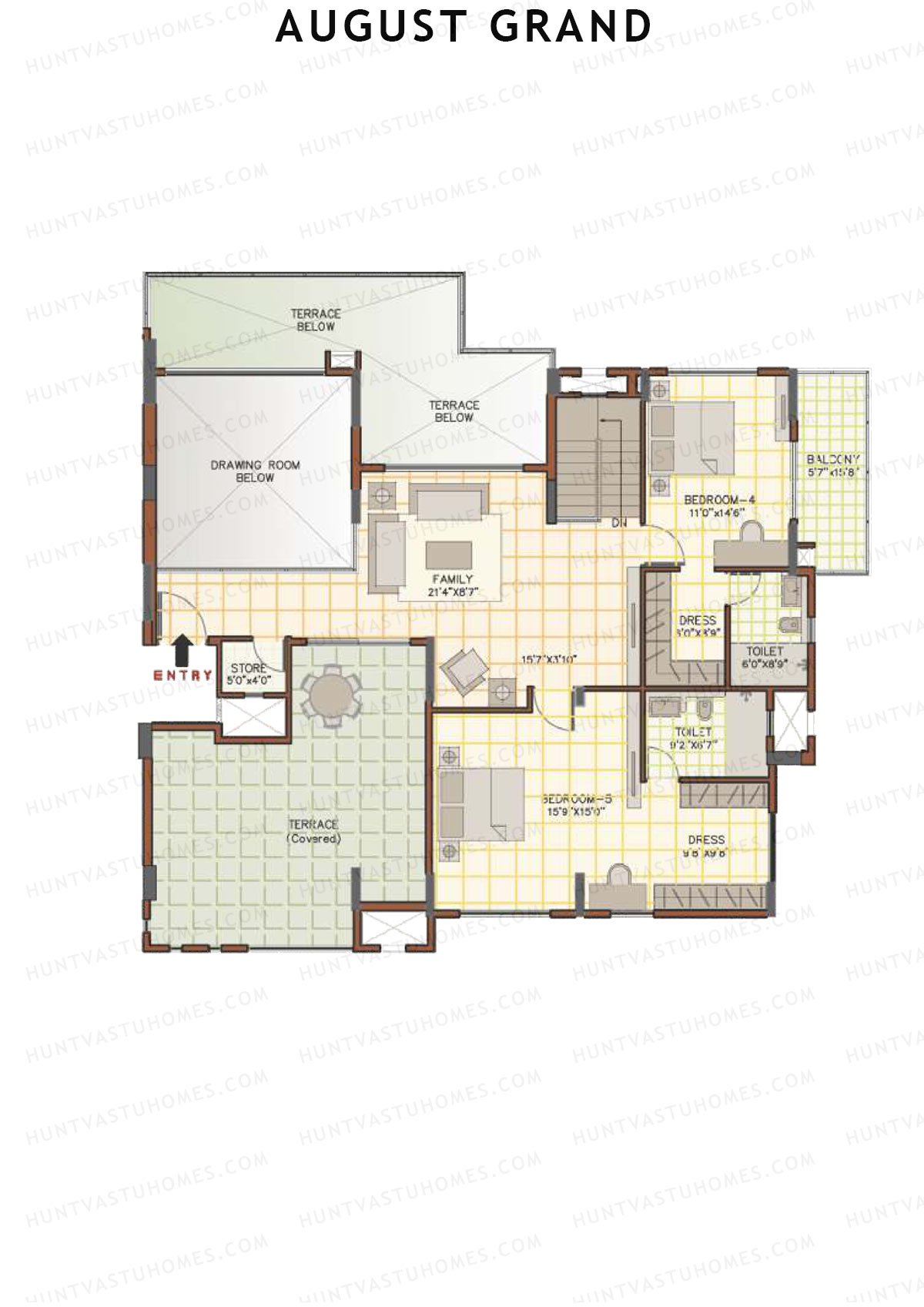 August Grand Wing B Unit 4 (Duplex ) Floor Plan