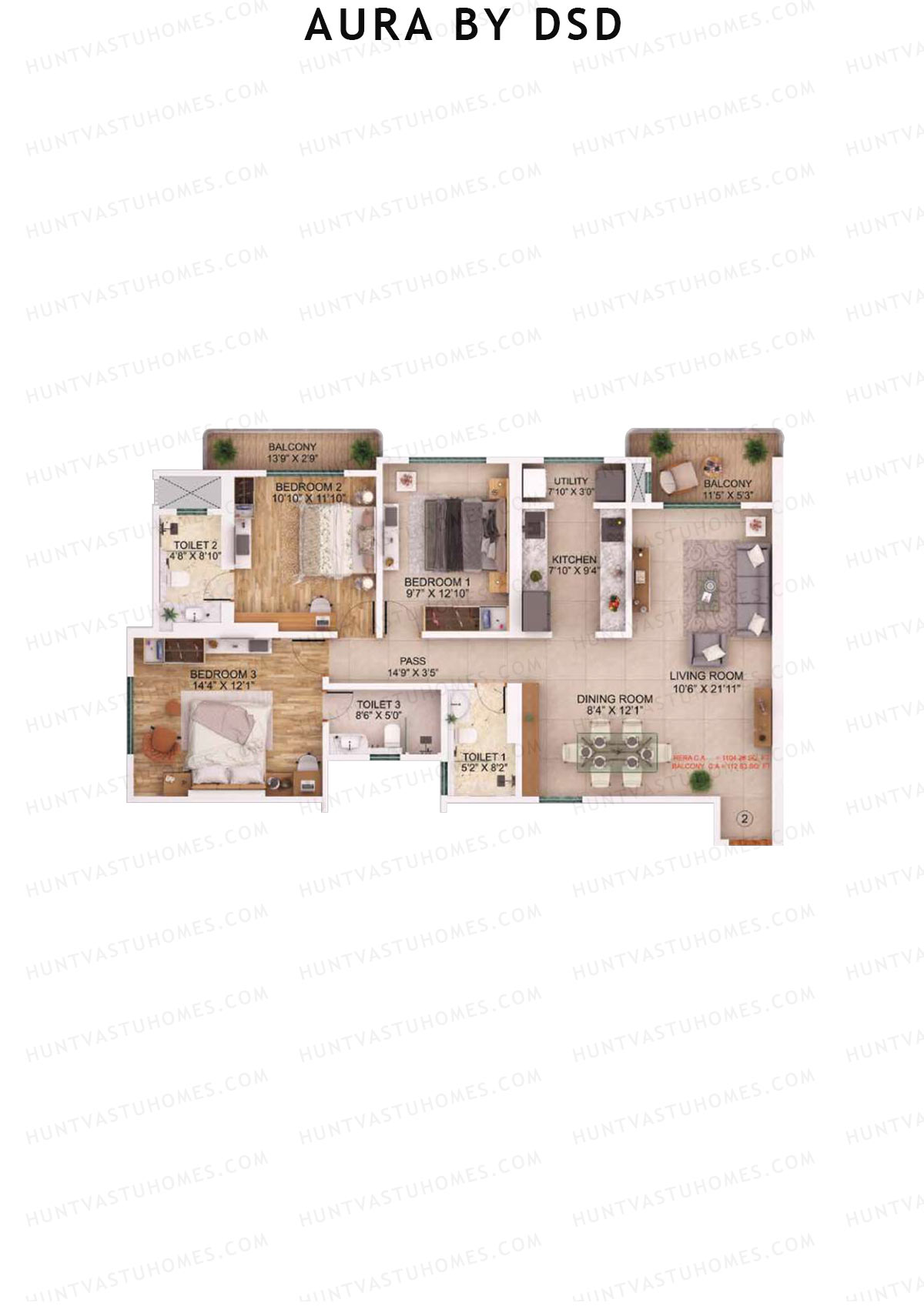Aura By DSD Tower A Unit 2 Floor Plan