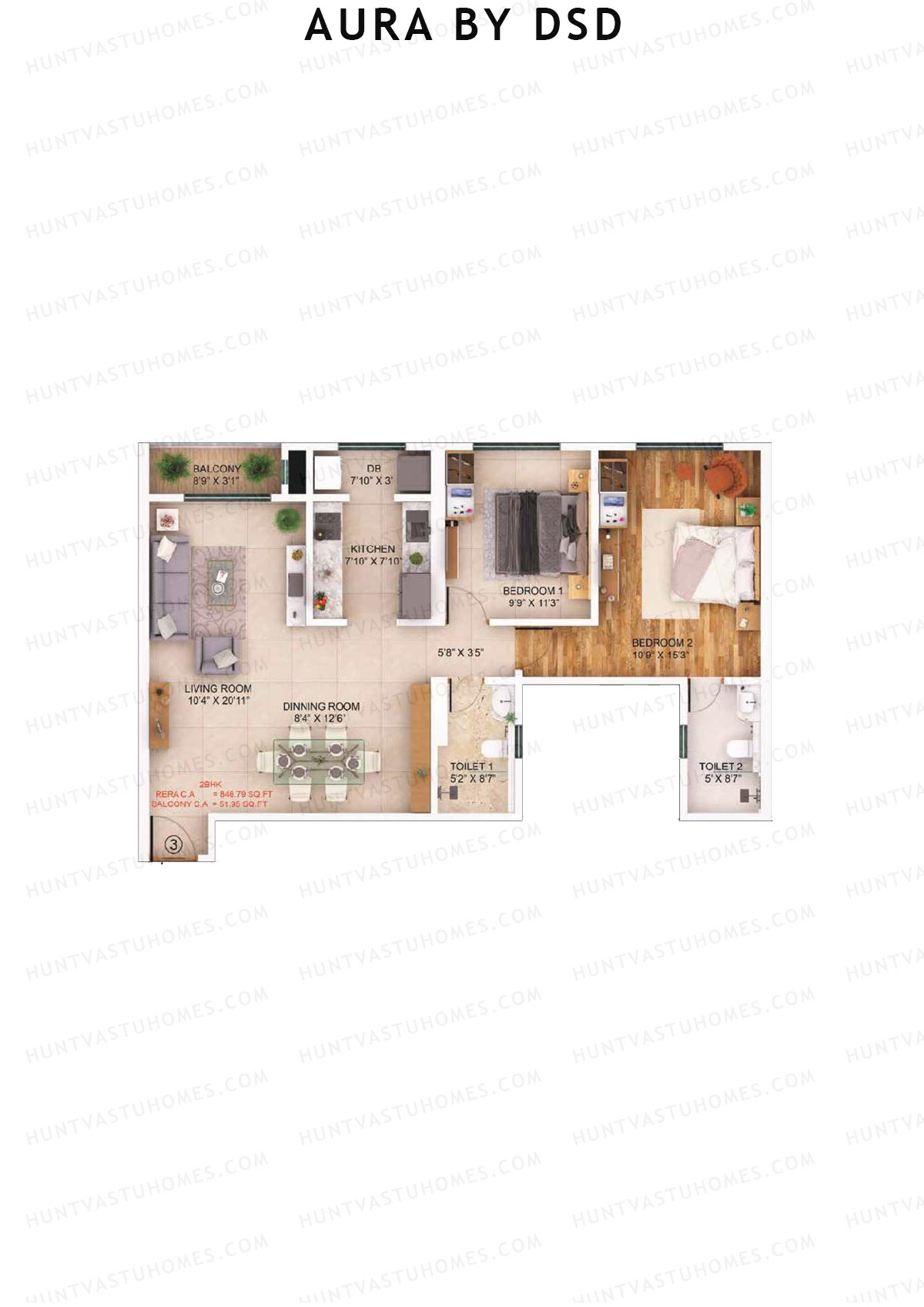 Aura By DSD Tower A Unit 3 Floor Plan