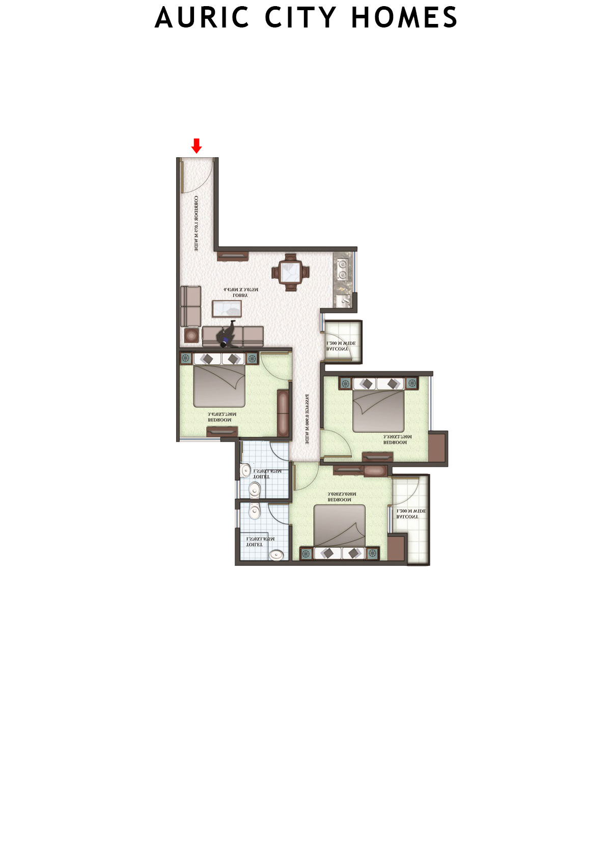 Auric City Homes Tower 1 Unit 5 (Type A2) Floor Plan