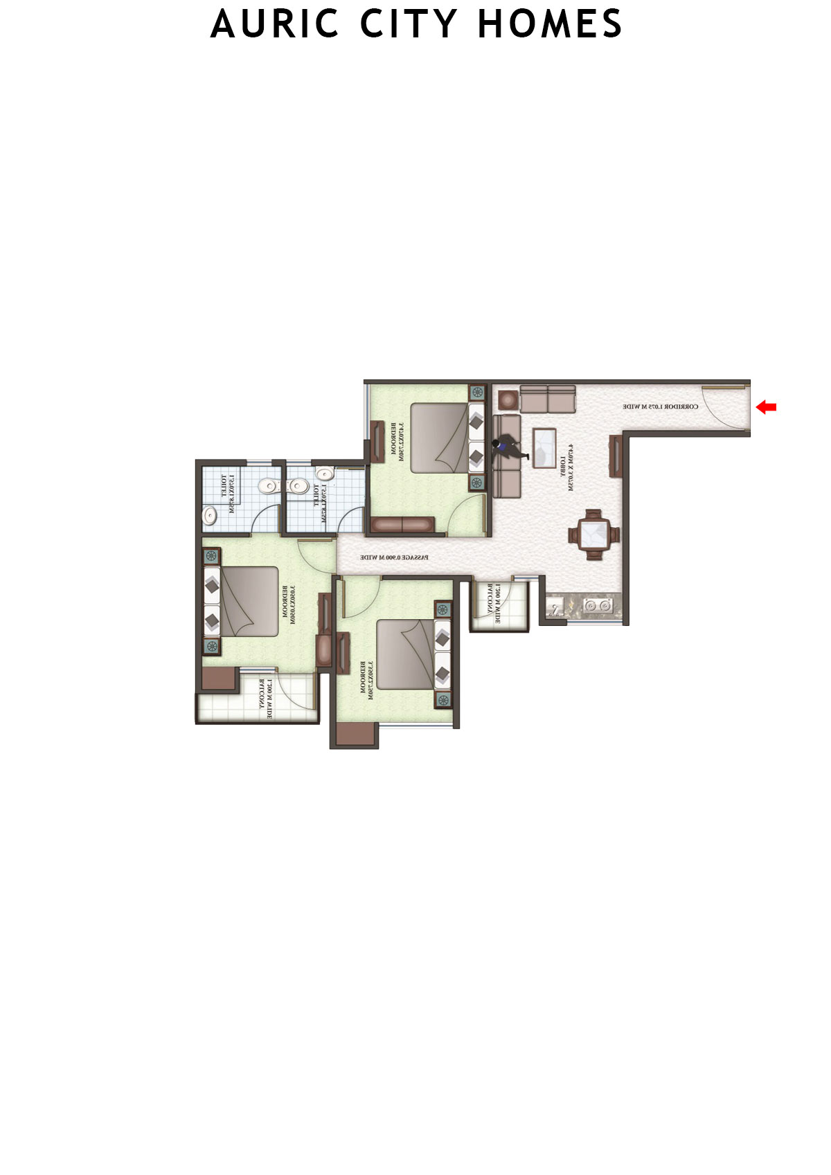 Auric City Homes Tower 1 Unit 7 (Type A1) Floor Plan